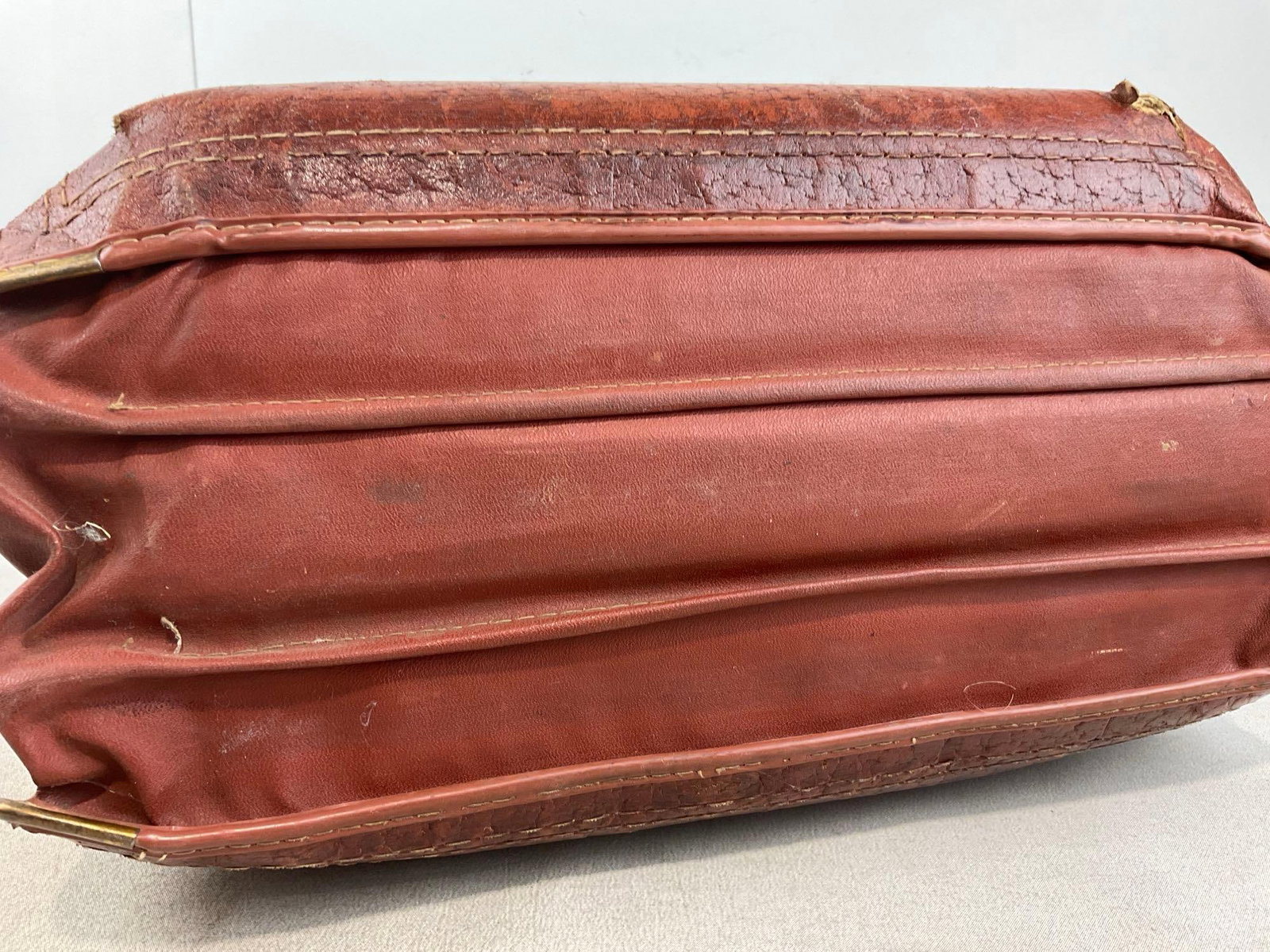 Vintage Leather Doctors Bag, 11h x 17w x 8d inches, w/FOE club pins & card - 4