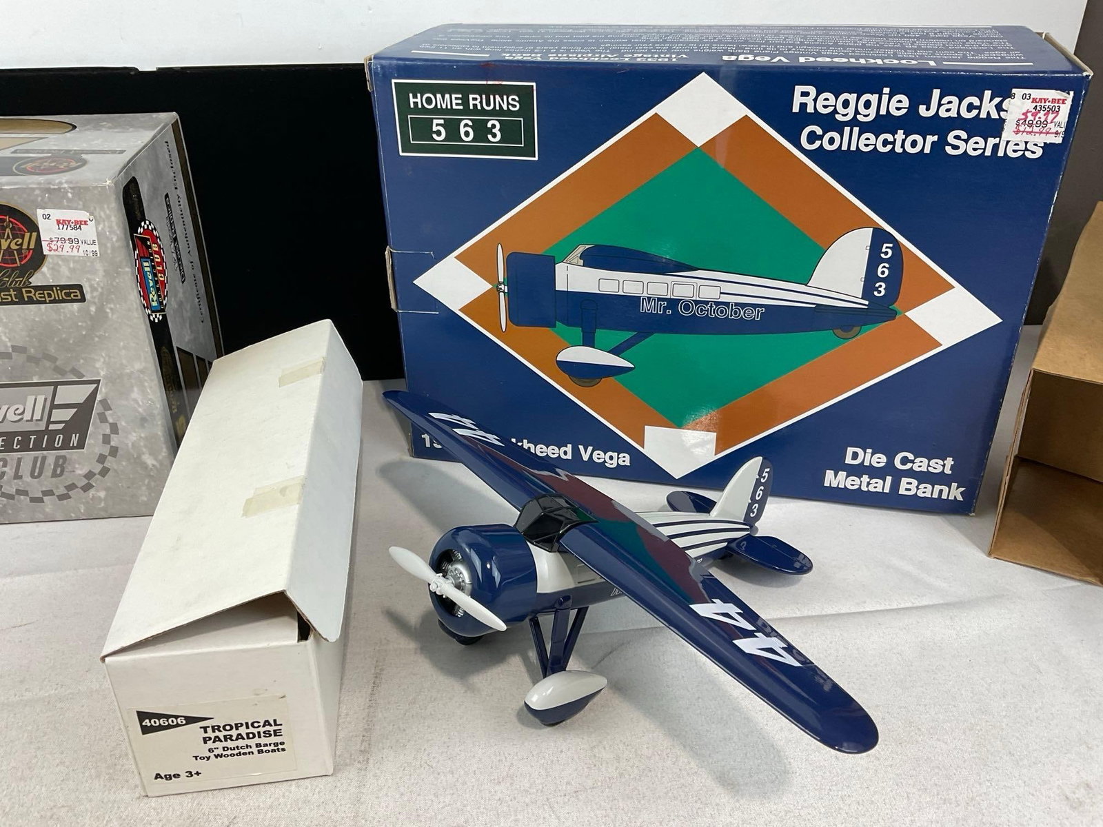 Revell 1997 Ford T-bird w/COA, Reggie Jackson Plane Coin Bank, Bosun Boats & Model Dragon Boat - 3