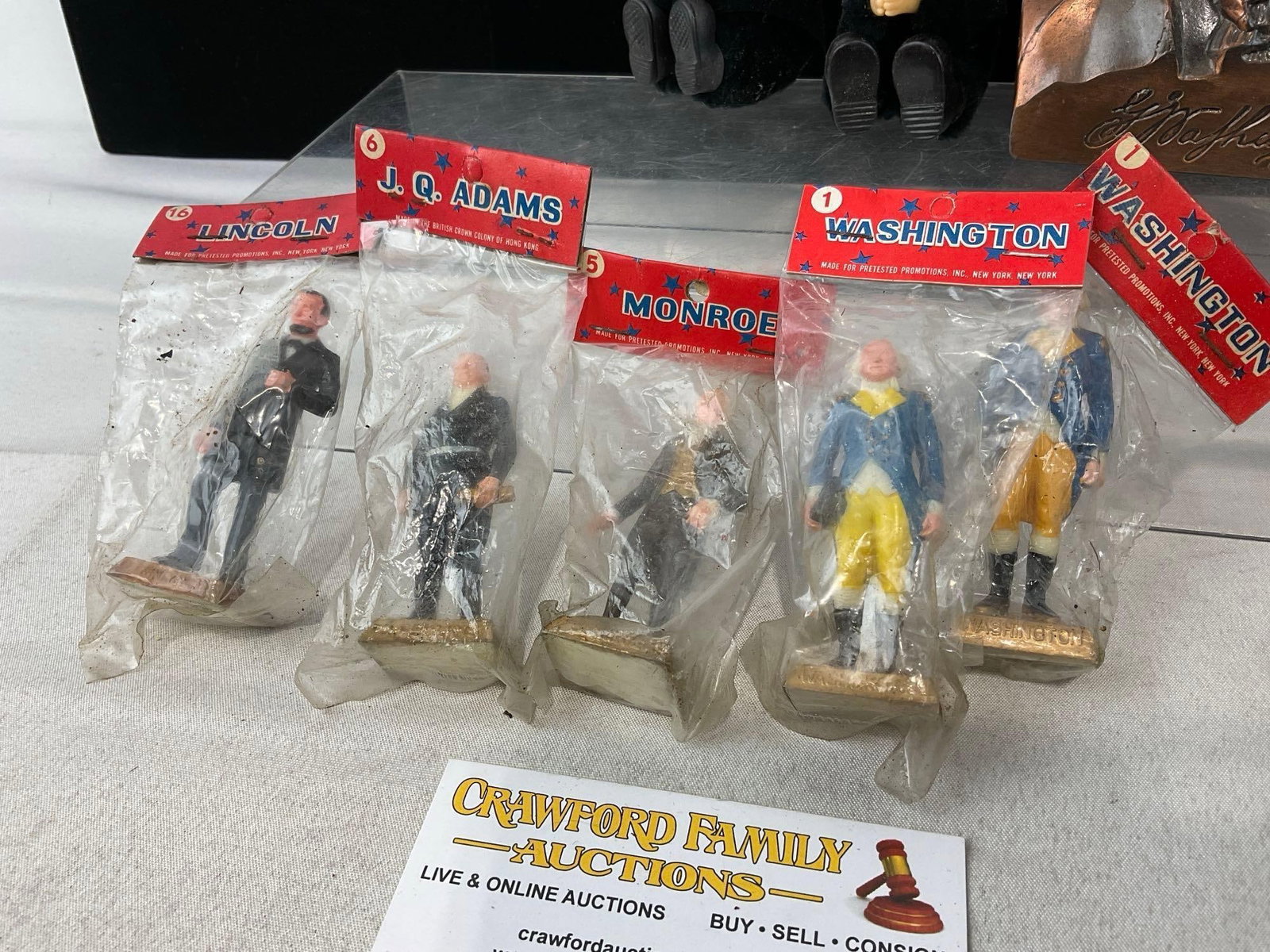5 Louis Marx & Co Presidential Figures in packaging, 3 Coin Banks, 2 Dukakis & Bush 1988 Dolls - 2