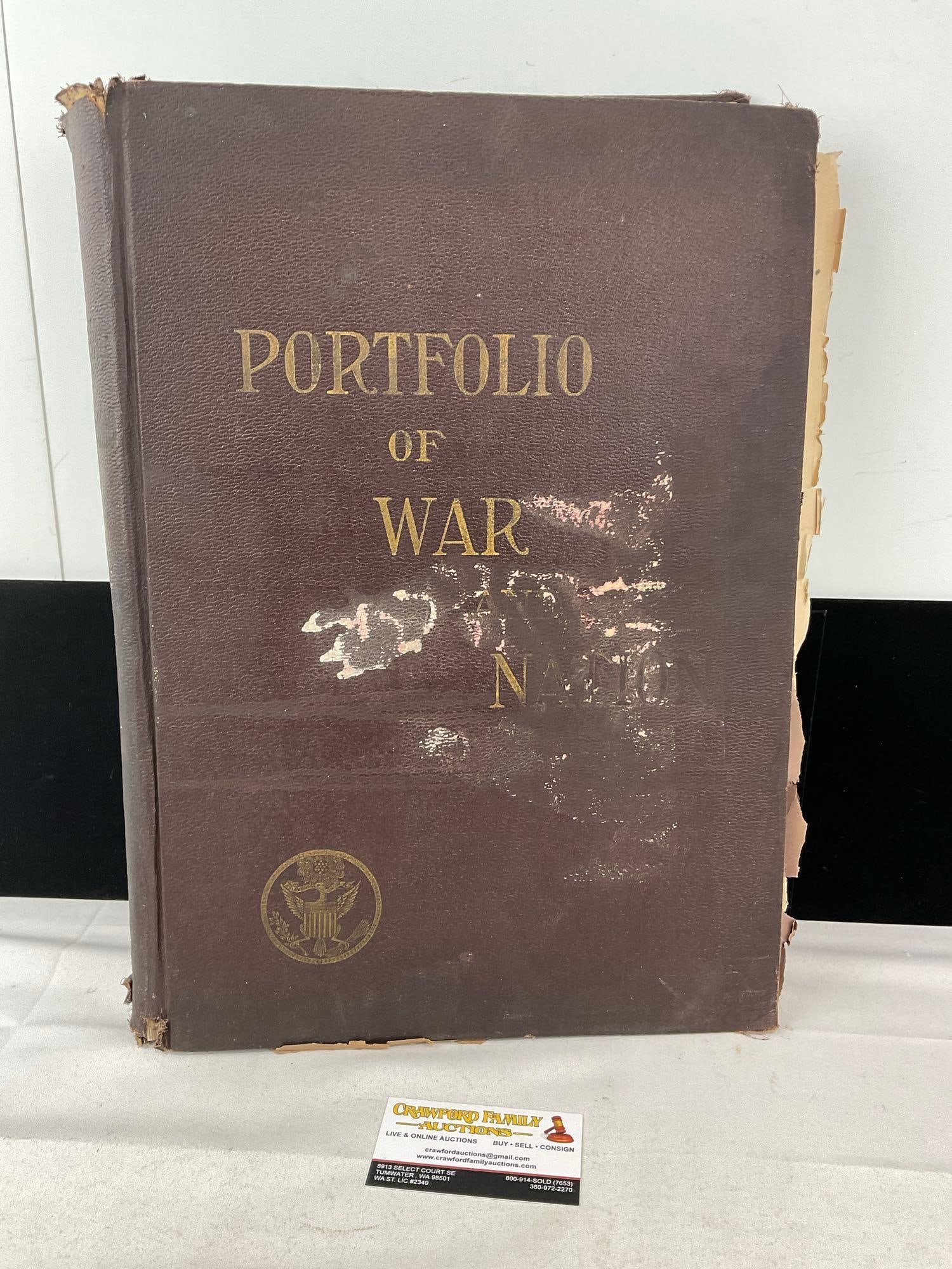 Antique Book, Portfolio of War & Nation.. by General Marcus J. Wright, w/lovely etchings inside: Appears to be in fair to good shape, some wear on the cover. The piece measures approx 3h x 18w x 12d inches. See pics. E-6510
