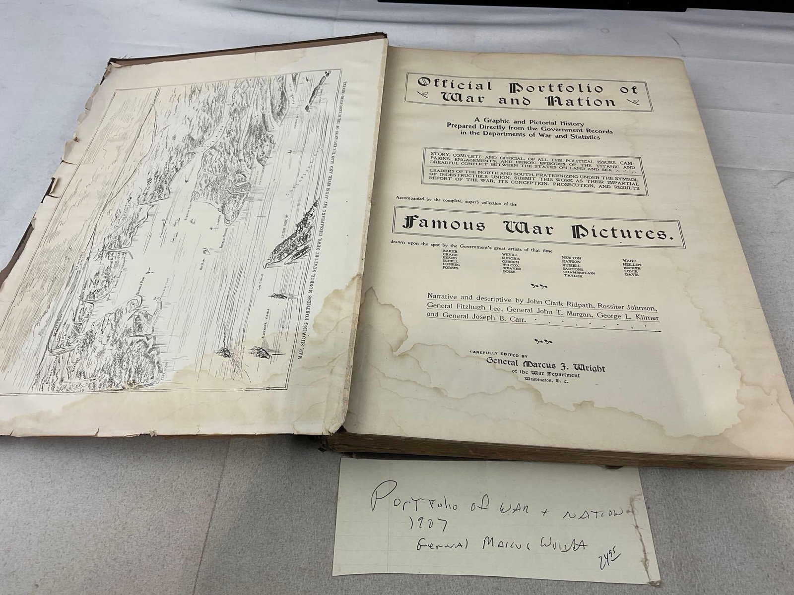 Antique Book, Portfolio of War & Nation.. by General Marcus J. Wright, w/lovely etchings inside - 3