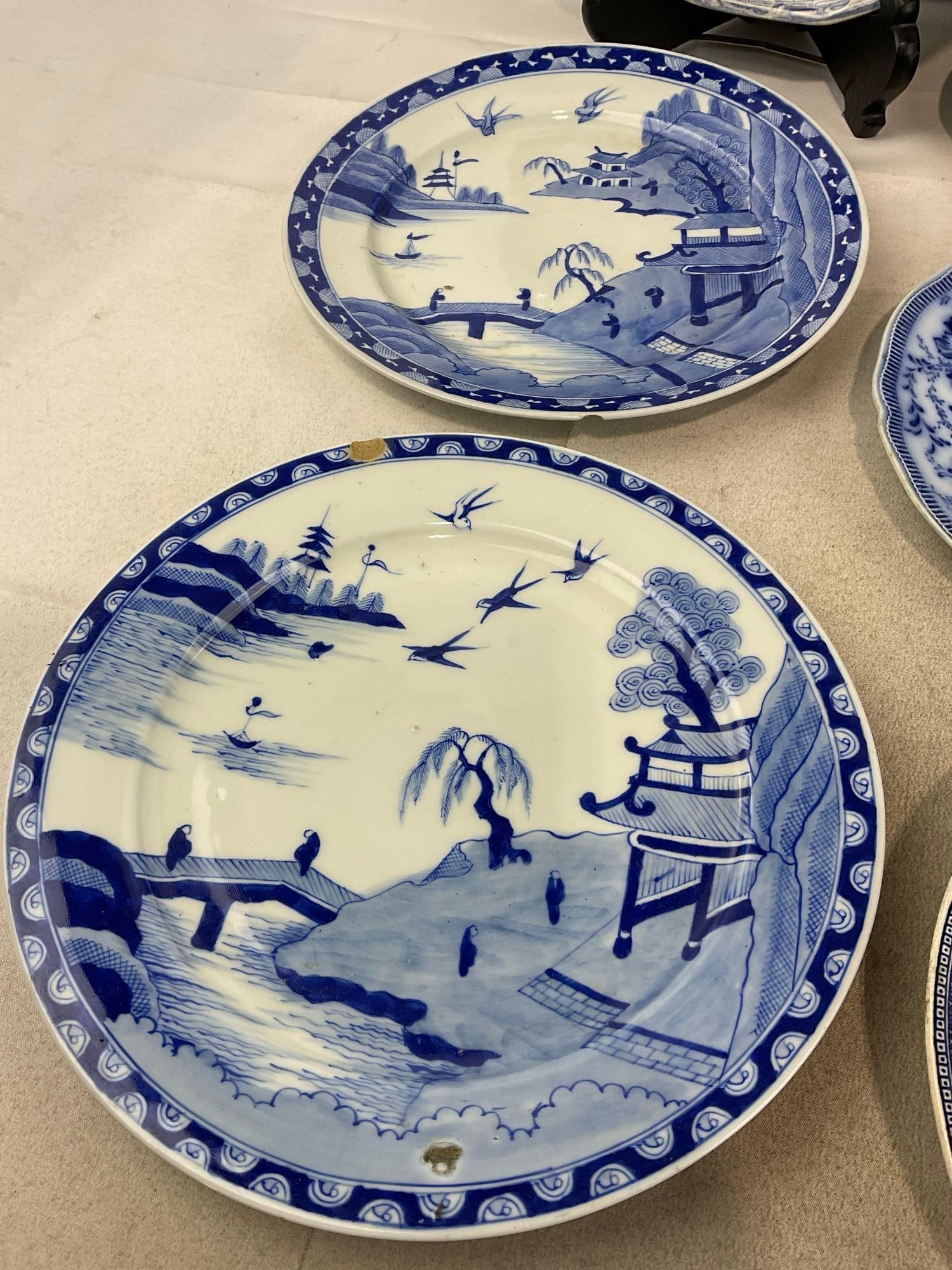 Antique Blue Flow & Transferware Plates, Buffalo Pottery, Staffordshire, Richmond, & more - 2
