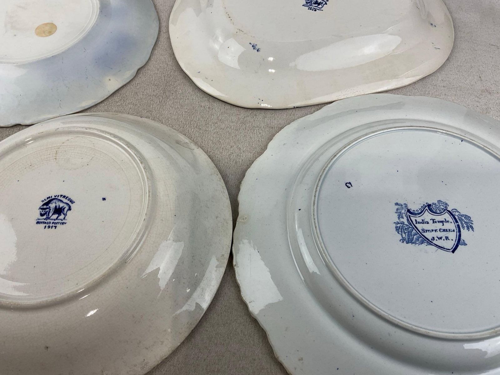 Antique Blue Flow & Transferware Plates, Buffalo Pottery, Staffordshire, Richmond, & more - 7