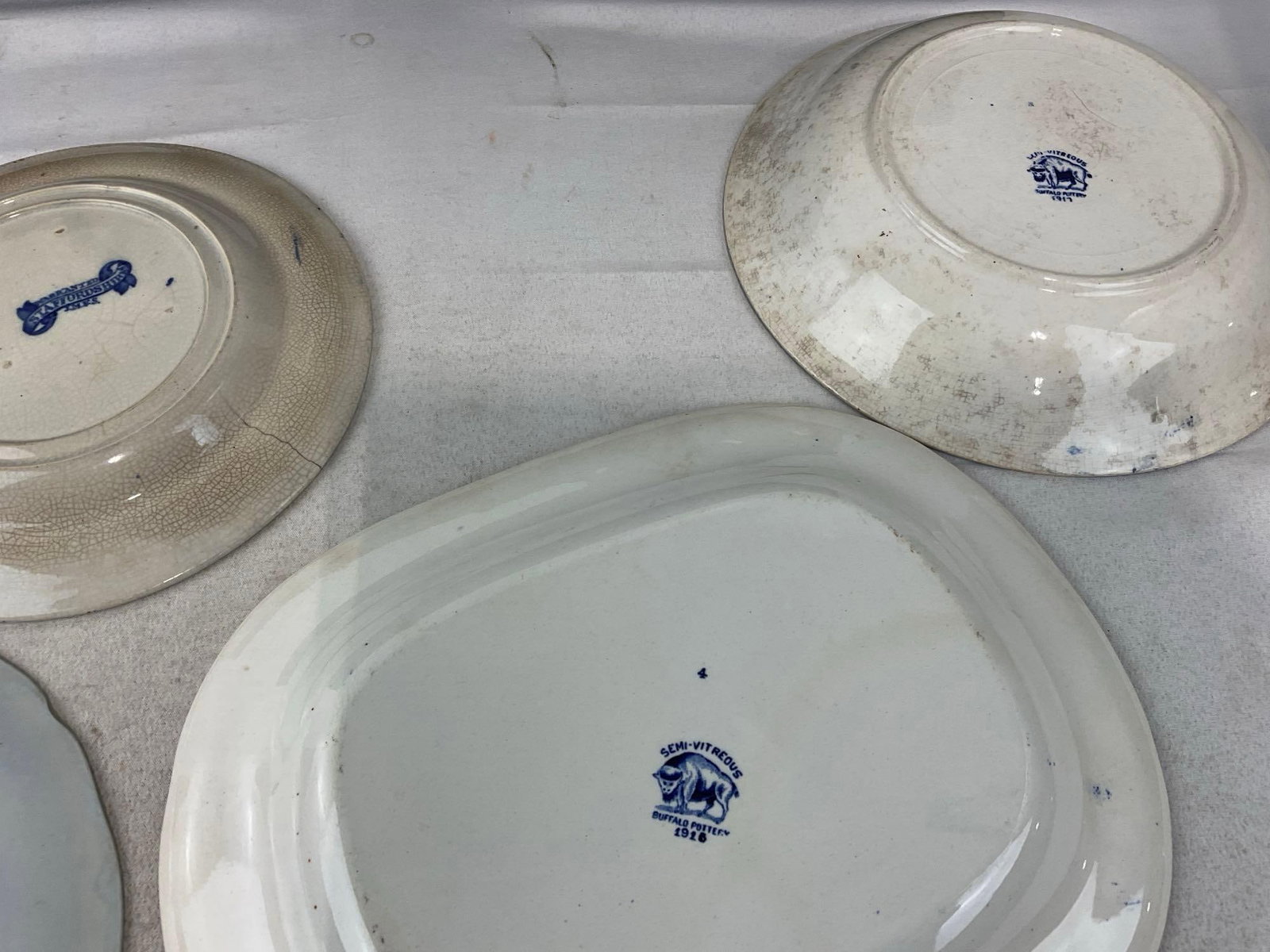Antique Blue Flow & Transferware Plates, Buffalo Pottery, Staffordshire, Richmond, & more - 8