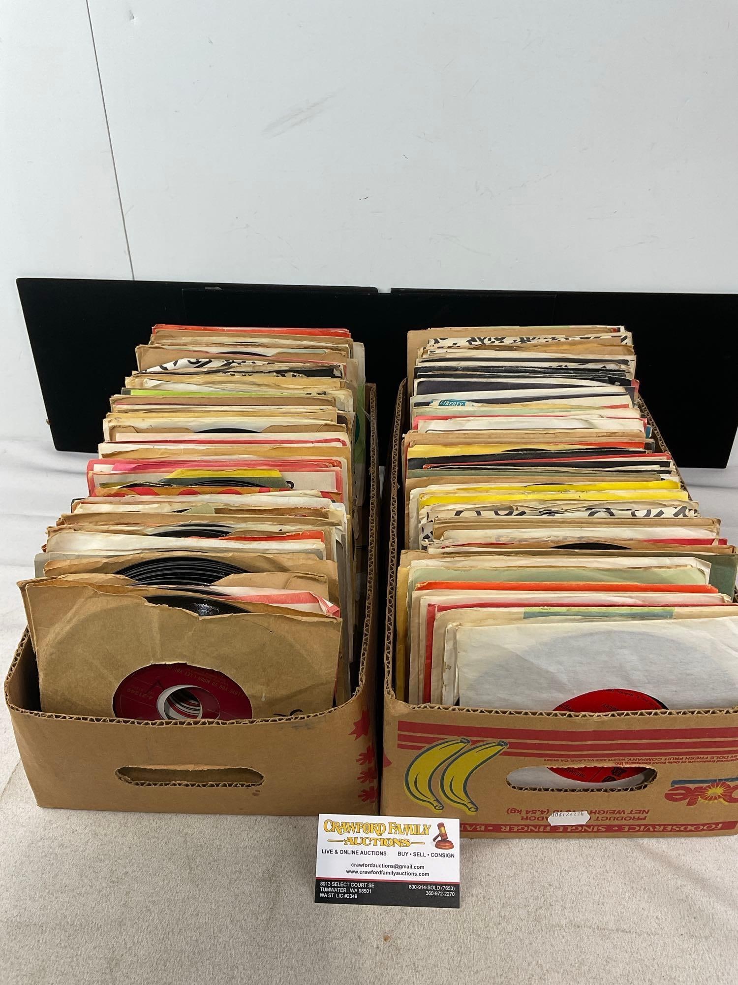 Collection of Vinyl 45 Records, Roughly 120-150 pieces, Blues, Jazz, and more: Appears to be in good shape. The piece measures approx 8h x 16w x 19d inches. See pics. E-6510