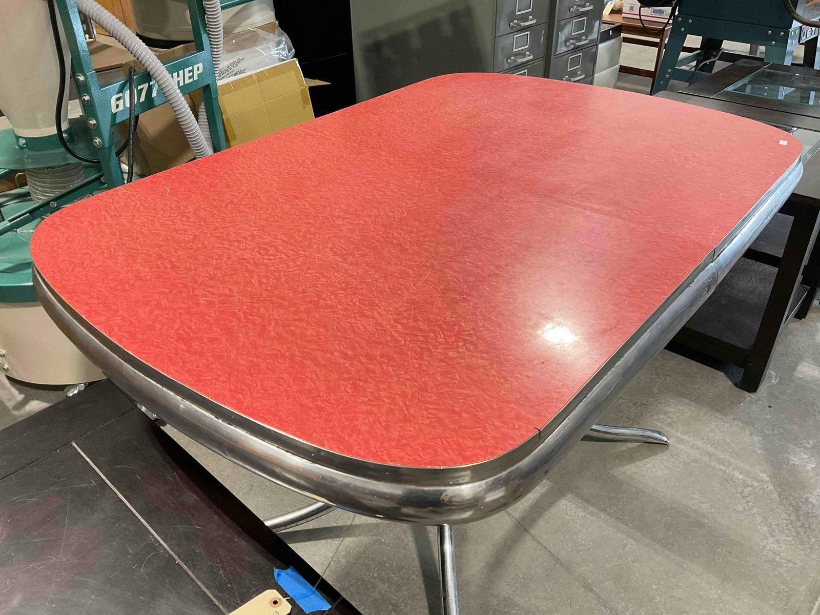 Vintage Red Formica? Top & Chrome Diner Style Expanding Kitchen Table. As Is Condition. - 3