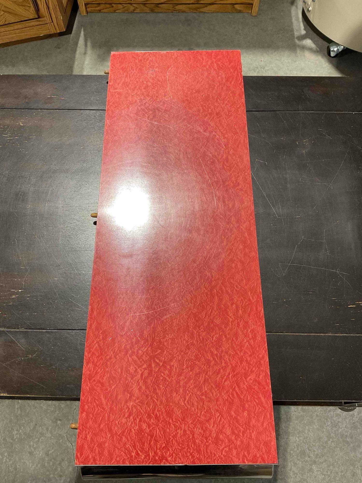 Vintage Red Formica? Top & Chrome Diner Style Expanding Kitchen Table. As Is Condition. - 5
