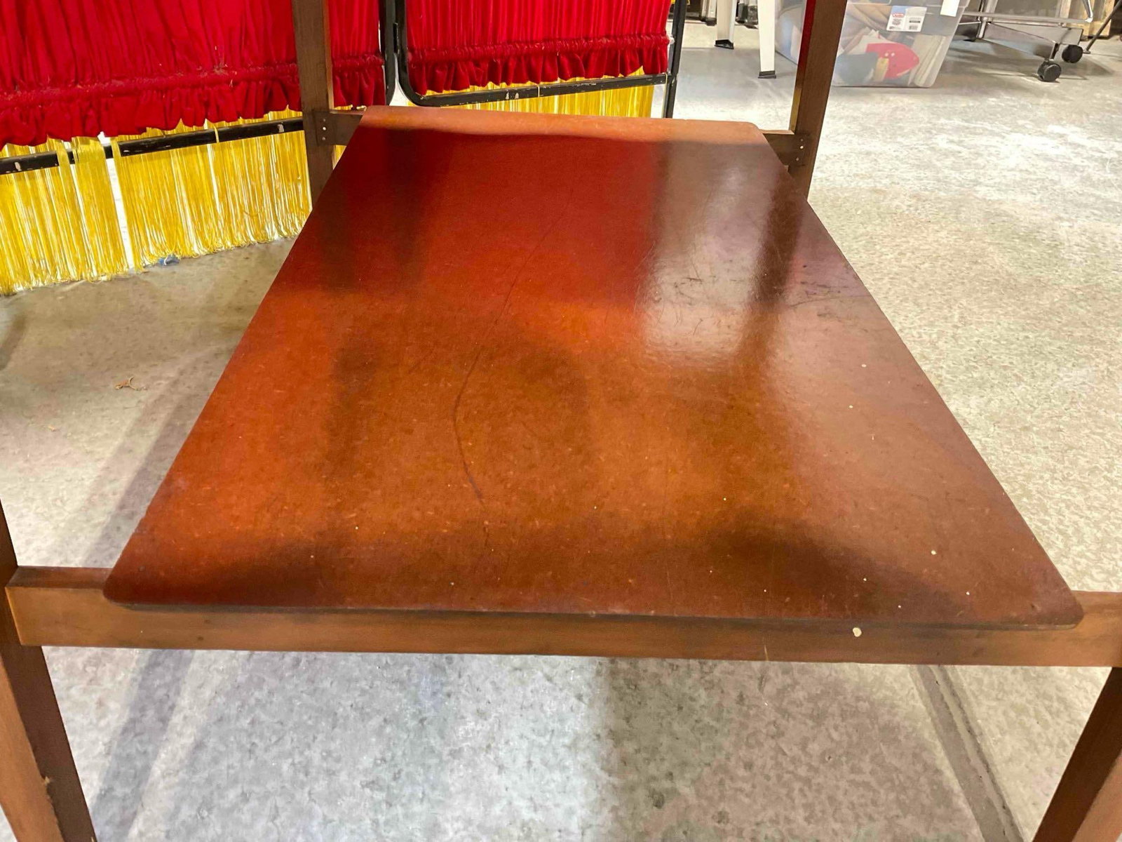Vintage Charming Two-Tier Wooden Table w/ Painted Lady Design. Measures 42" x 32" x 31" - 2