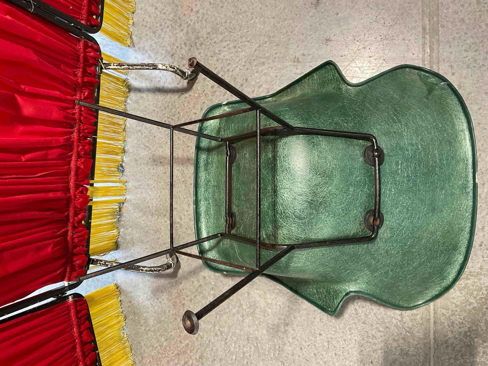Vintage MCM Peabody Style Molded Green Fiberglass Wingback Arm Chair, fair cond see desc - 5
