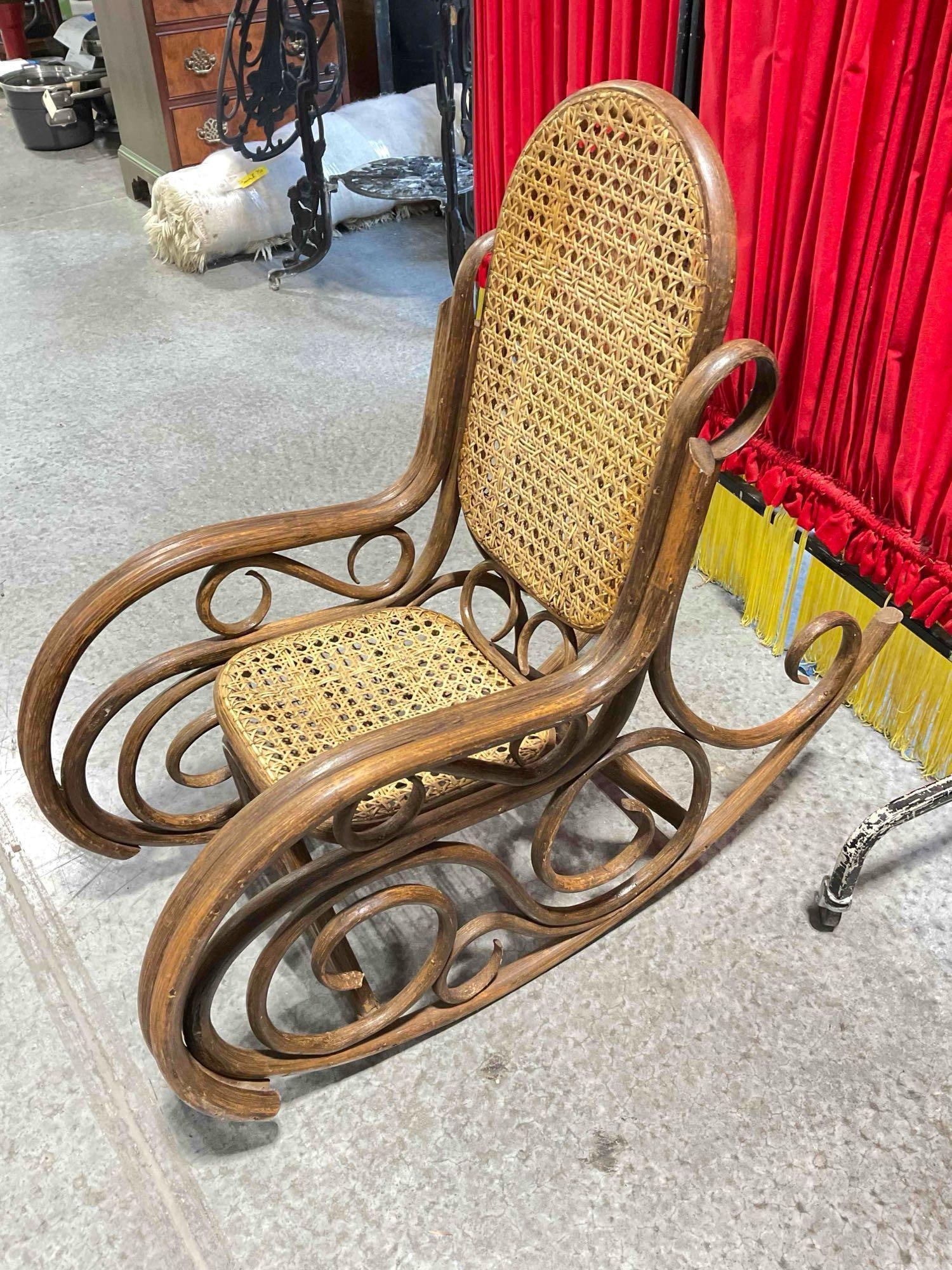 Vintage Thonet Style Bentwood Cane Back Child or Doll's Rocking Chair. Good Condition. See pics. - 2