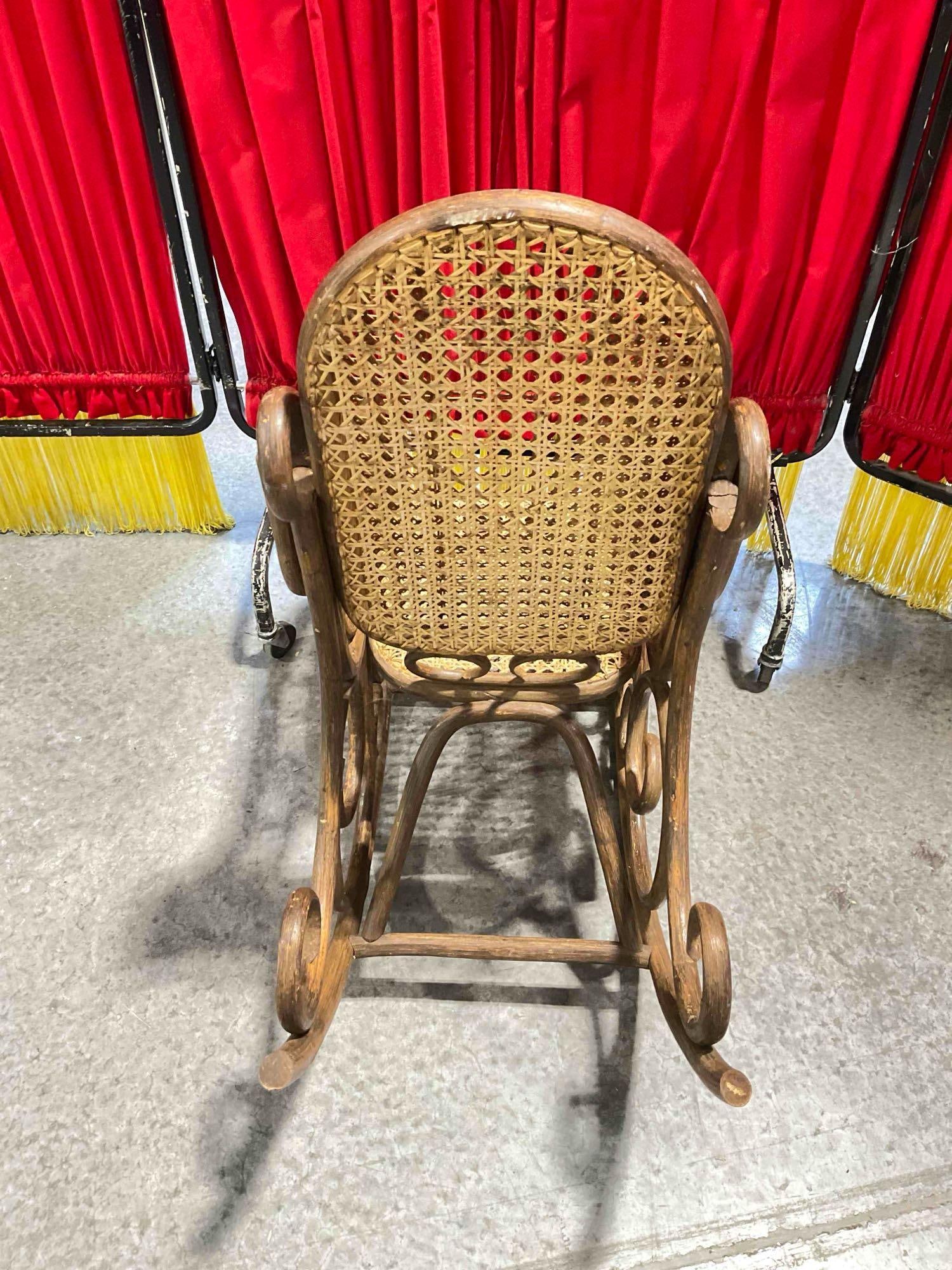 Vintage Thonet Style Bentwood Cane Back Child or Doll's Rocking Chair. Good Condition. See pics. - 4