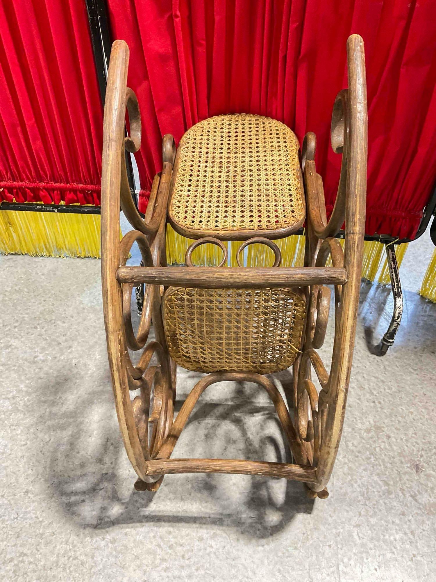 Vintage Thonet Style Bentwood Cane Back Child or Doll's Rocking Chair. Good Condition. See pics. - 5