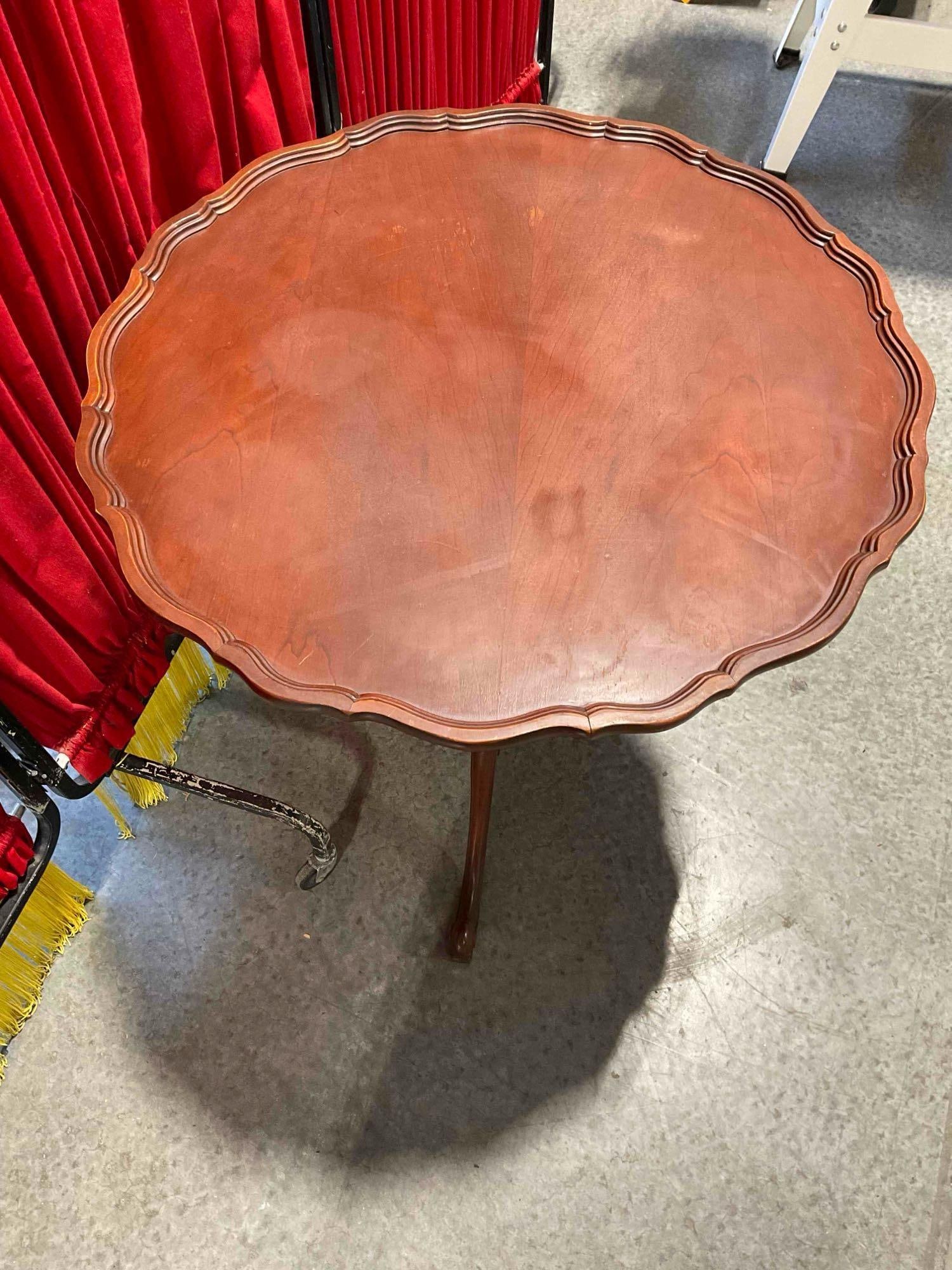 Vintage Consider H. Willett Mahogany? Wood Piecrust Style Accent Table. Fair Condition. See pics. - 2