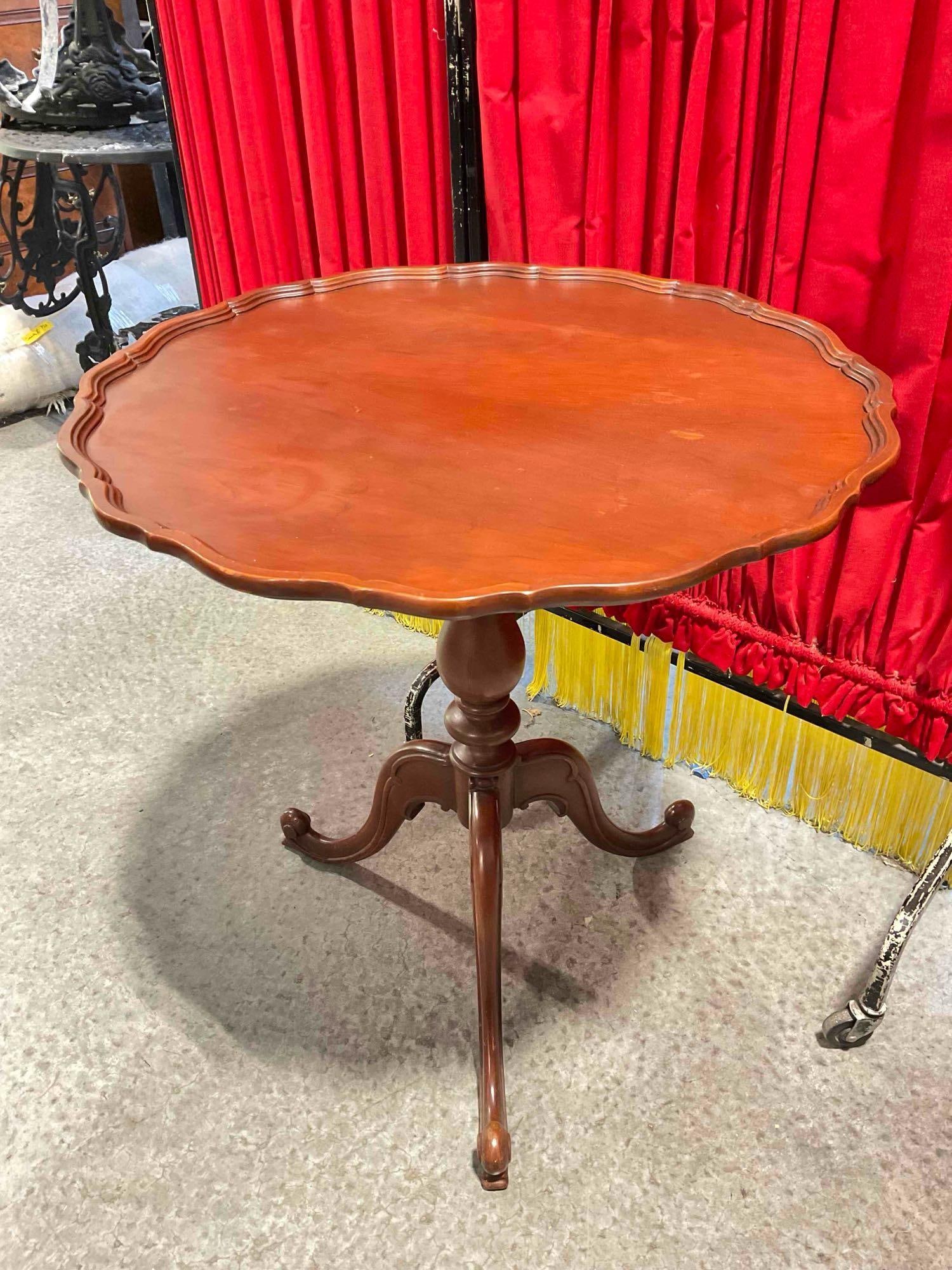 Vintage Consider H. Willett Mahogany? Wood Piecrust Style Accent Table. Fair Condition. See pics. - 3