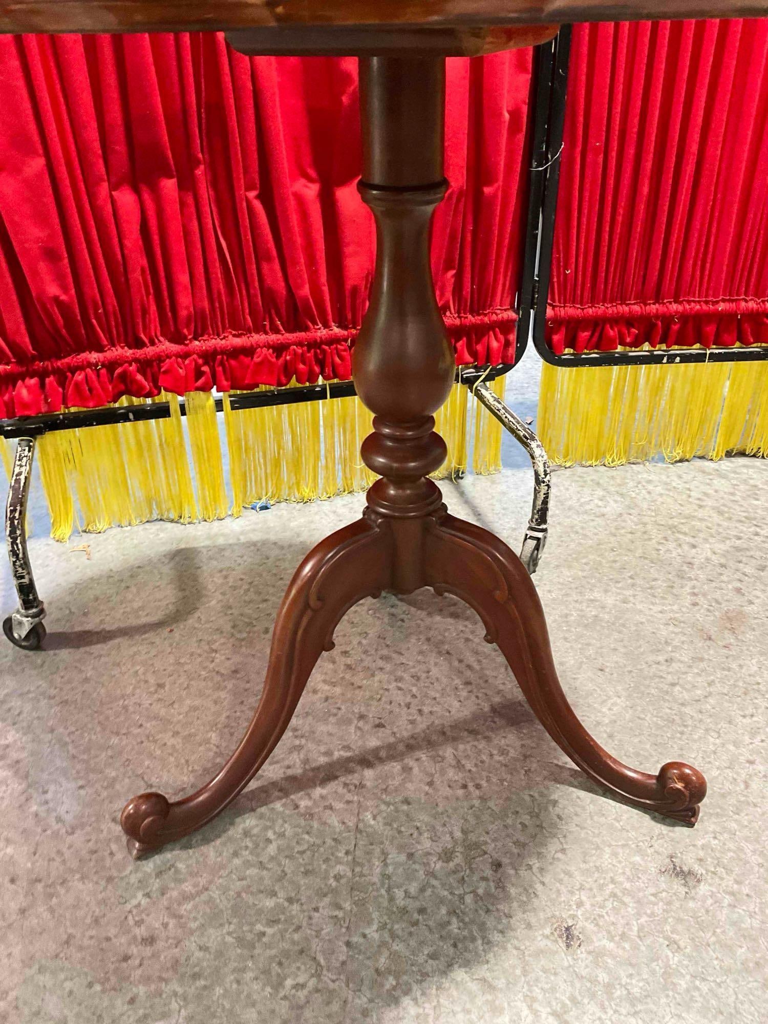 Vintage Consider H. Willett Mahogany? Wood Piecrust Style Accent Table. Fair Condition. See pics. - 5