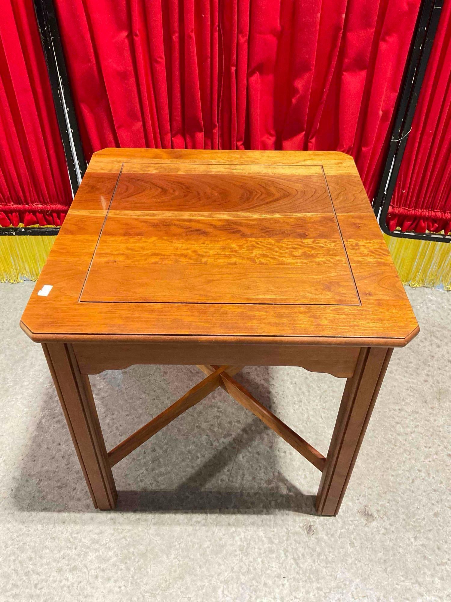 Vintage Ellsworth Western Reserve Cherry? Wood Side Accent Table. Good Condition. See pics.: Vintage Ellsworth Western Reserve Cherry? Wood Side Accent Table. Good Condition. Minor wear indicative of age and use, otherwise looks to be in good condition. Measures 21" x 21" x 21"