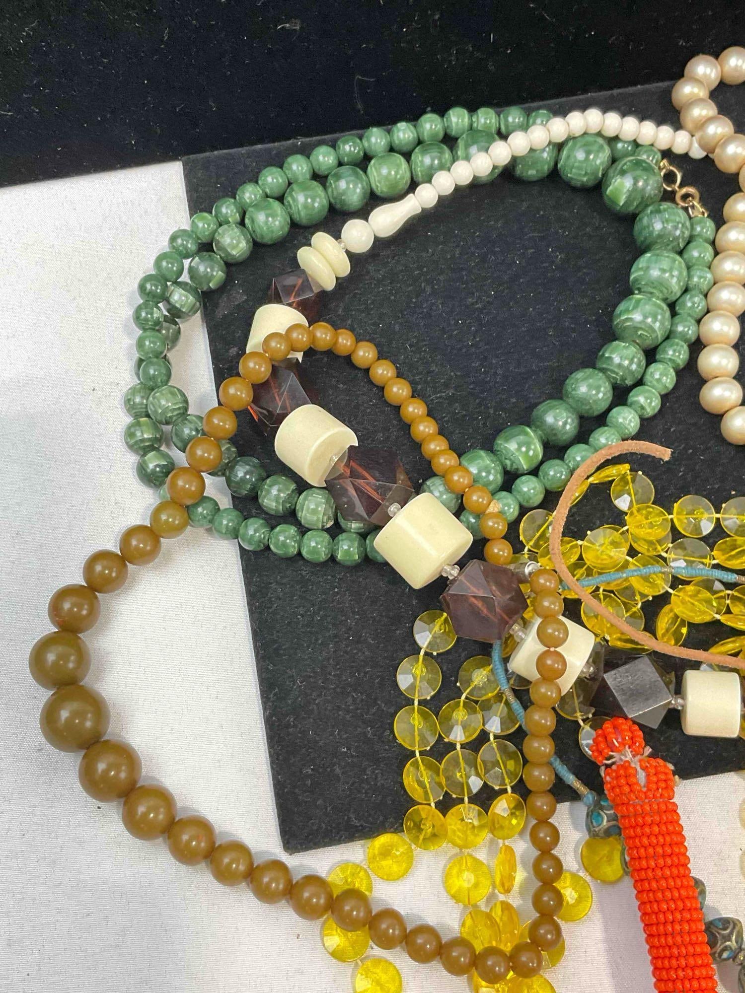 Large selection of assorted Beaded and stone Necklaces Incl Native american Hand beaded - 2