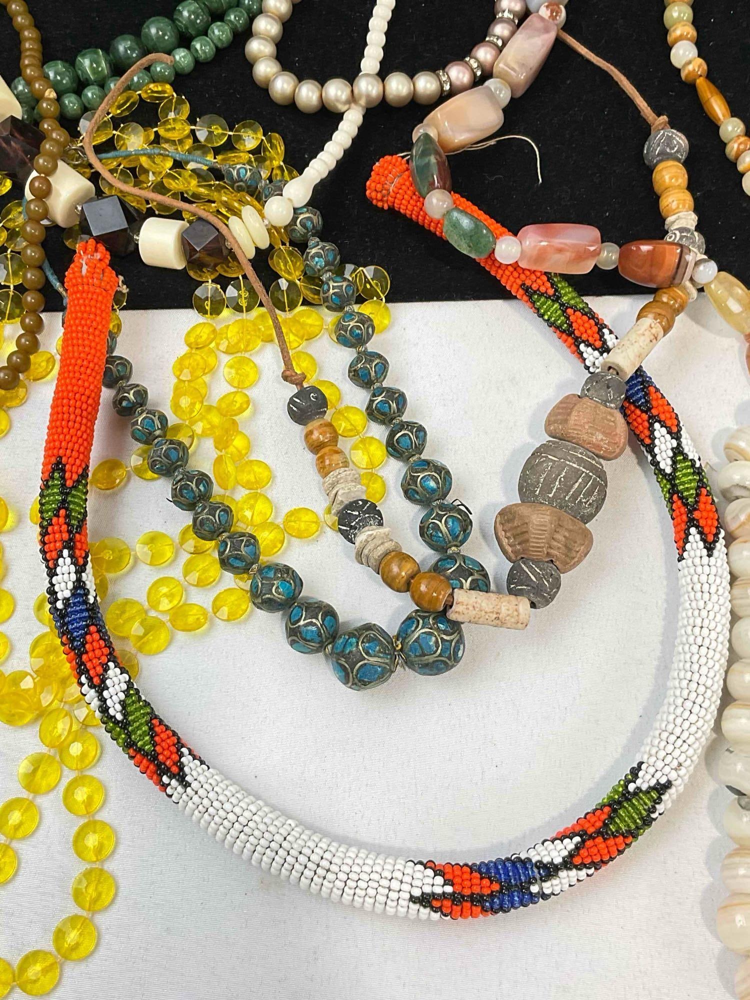 Large selection of assorted Beaded and stone Necklaces Incl Native american Hand beaded - 3
