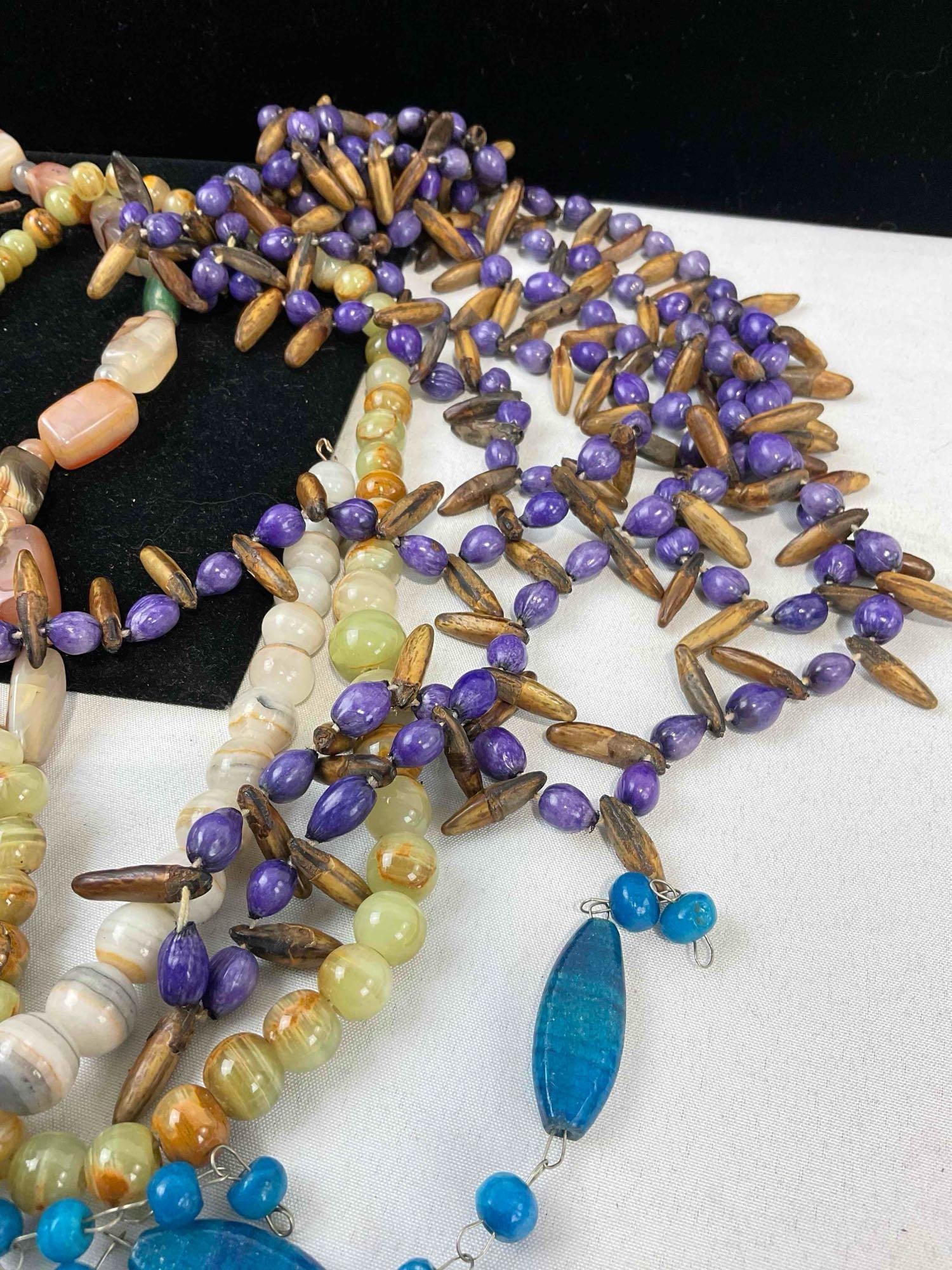 Large selection of assorted Beaded and stone Necklaces Incl Native american Hand beaded - 4
