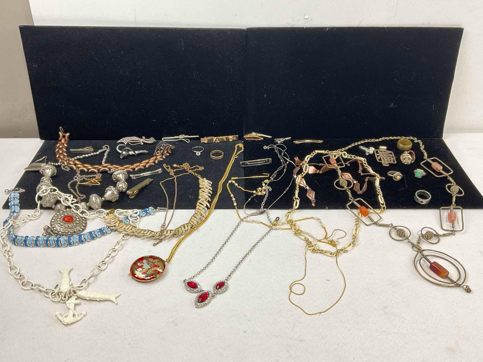 Large Selection Of assorted Jewelry, incl. Necklaces, rings, Tie tacks. see pics: c-5360