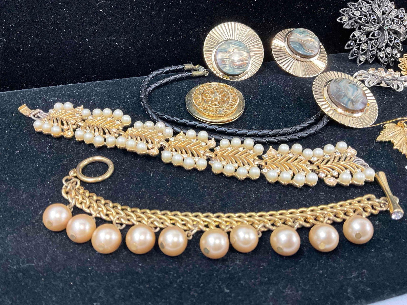 Mid Century Jewelry, Gold toned, Rhinestone, Necklaces, Brooches, earrings, Bracelets, See pics - 2