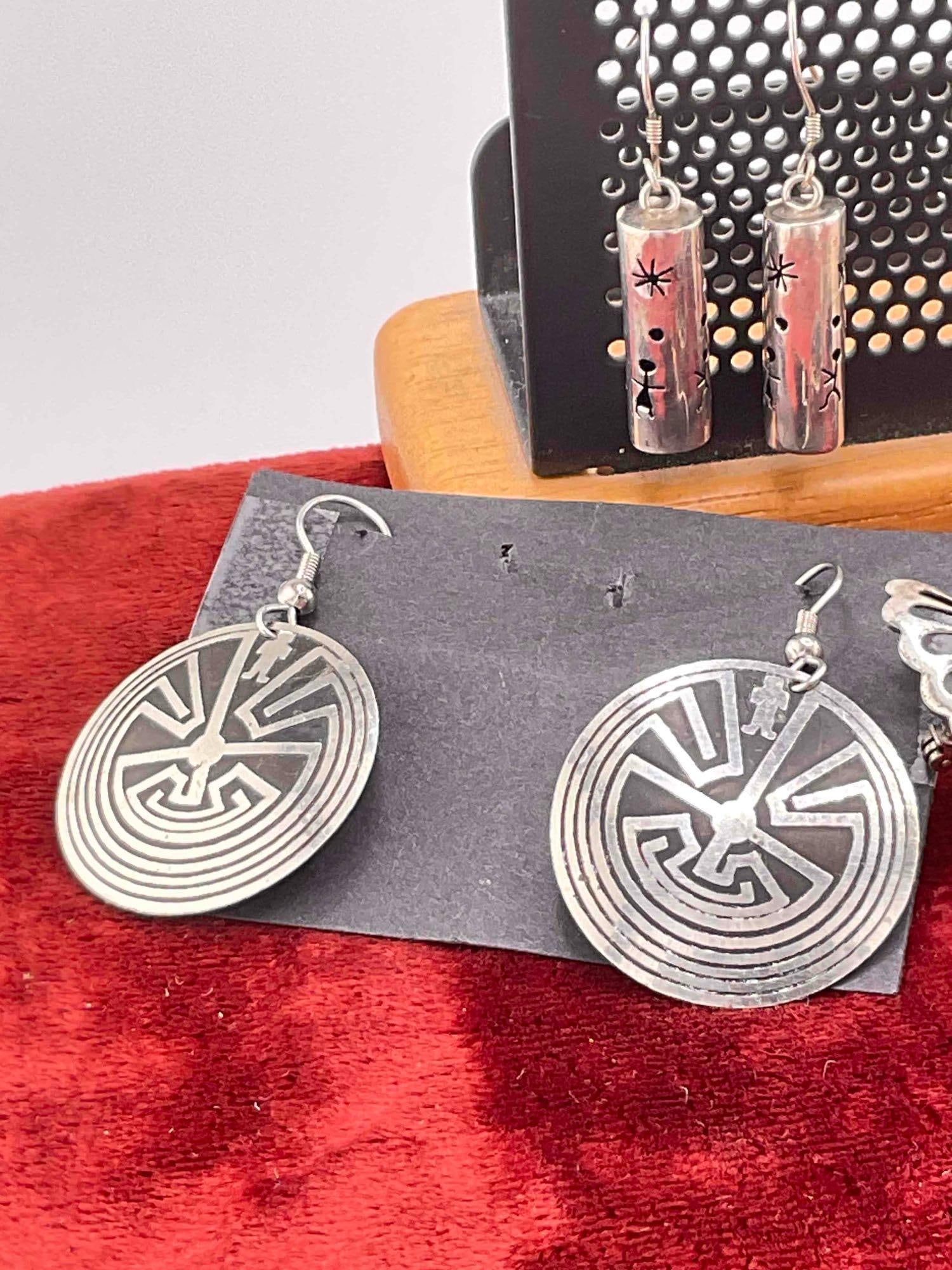 4 x sets of attractive Sterling silver earrings & Large Butterfly Brooch - 4