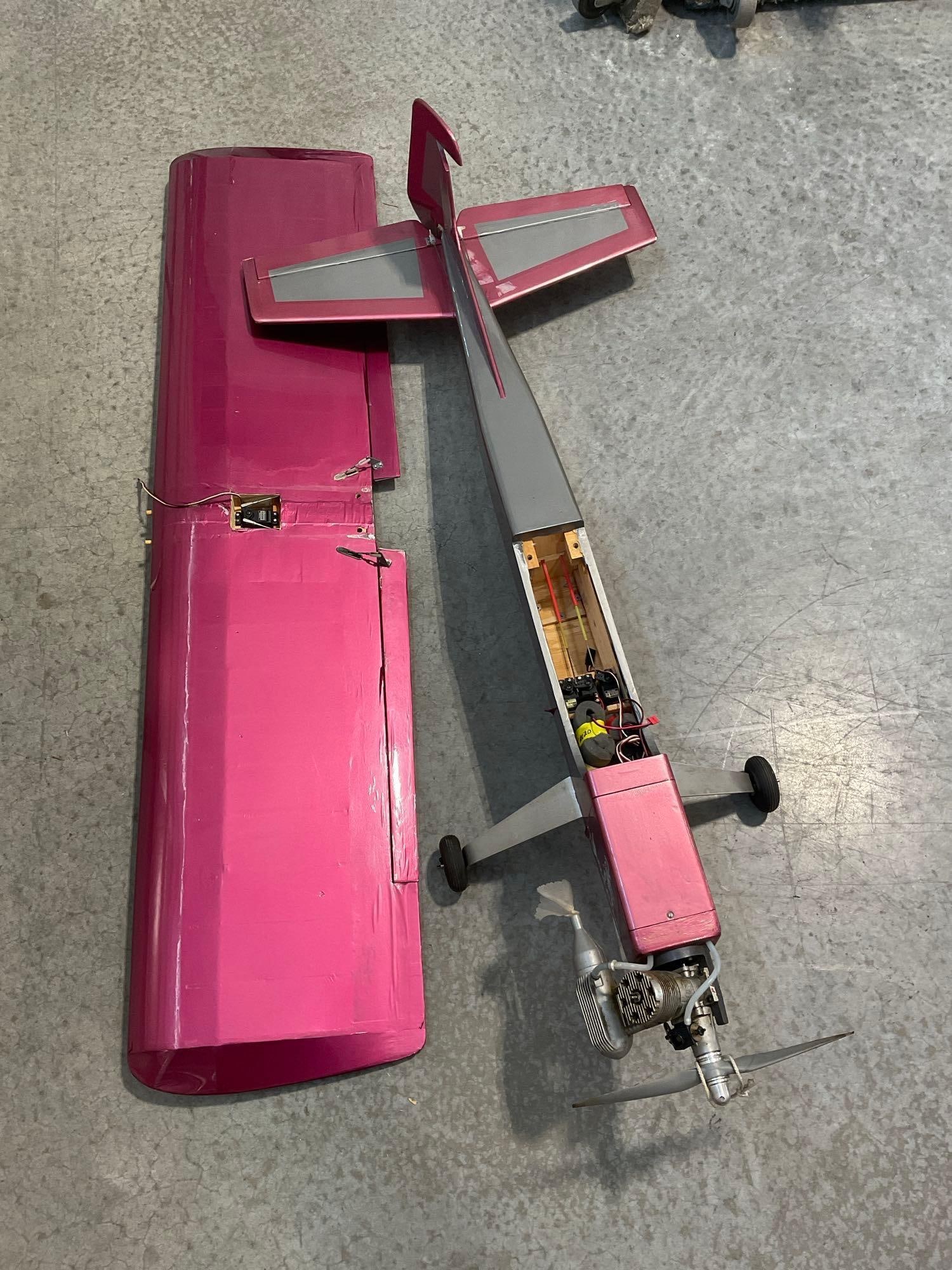 Rapier Purple & Grey Balsa RC Airplane w/RC Motor, MVVS .61 Glow Engine? 15x56x26 inches - 6