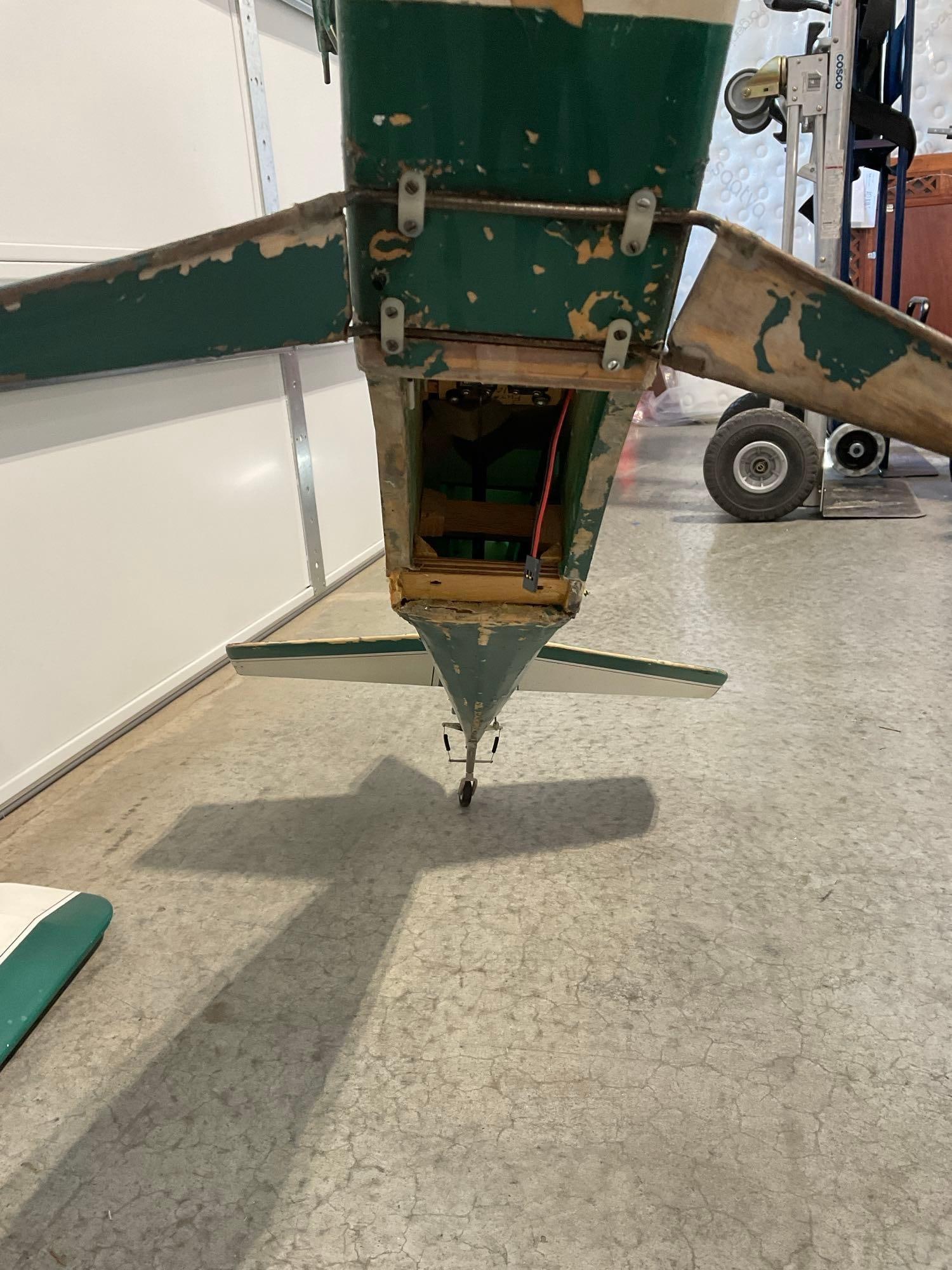 Rare Vintage RC Bi-Plane, Green & White w/Vintage Super Tigre Engine - 7
