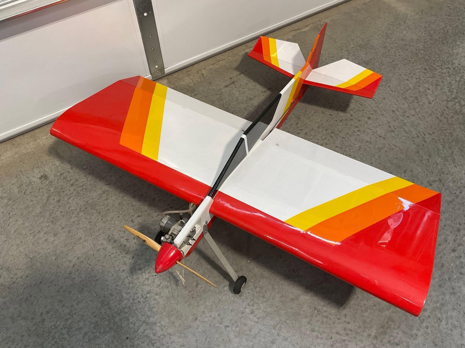 Vintage RC Airplane Morris The Knife Kit, Bright Orange/White & Red Finish w/OS FX .46 Glow Engine - 3