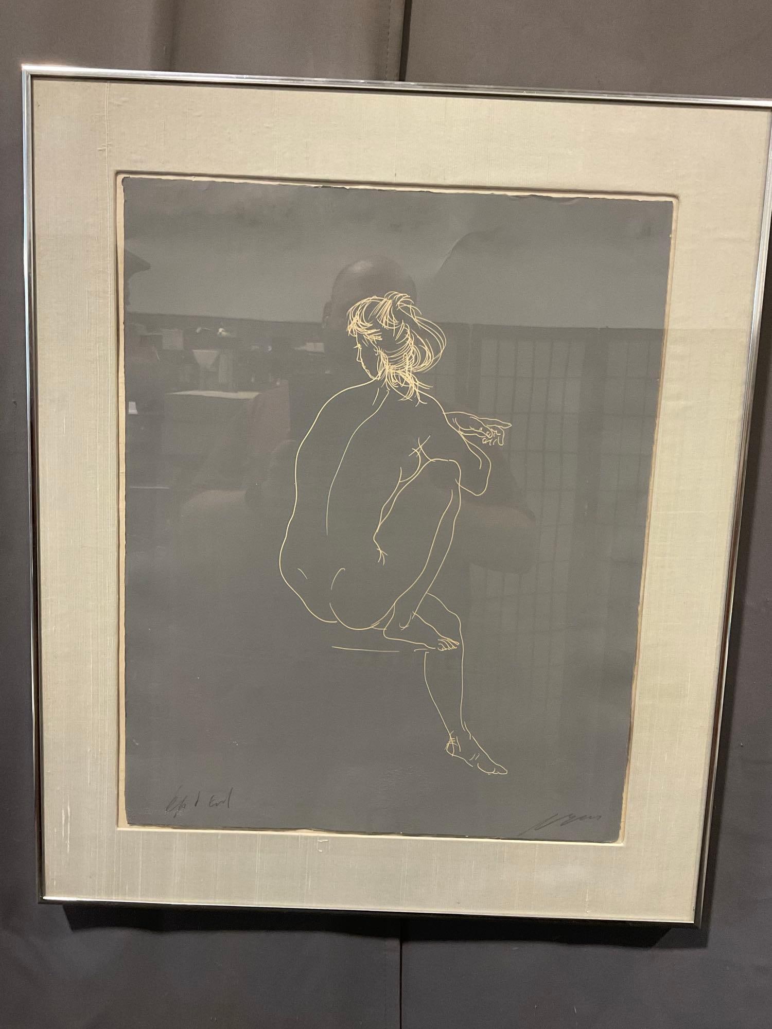 Framed titled & Signed Lithograph Nude Woman by Hans Erni Swiss Artist (1909-2015), 30x25 inches: Appears to be in good shape. The piece measures approx 30h x 25w x 3d inches. See pics. E-6380 Value 300 to 600