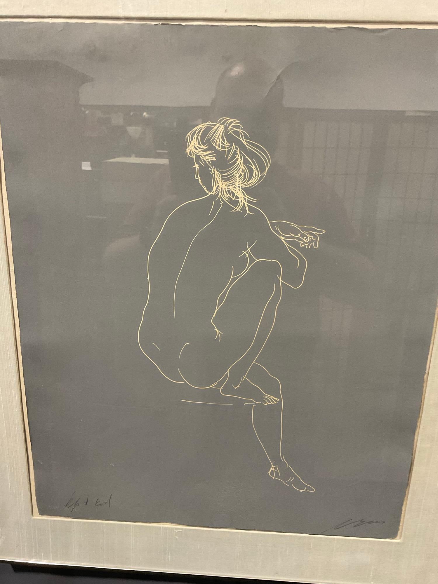 Framed titled & Signed Lithograph Nude Woman by Hans Erni Swiss Artist (1909-2015), 30x25 inches - 2