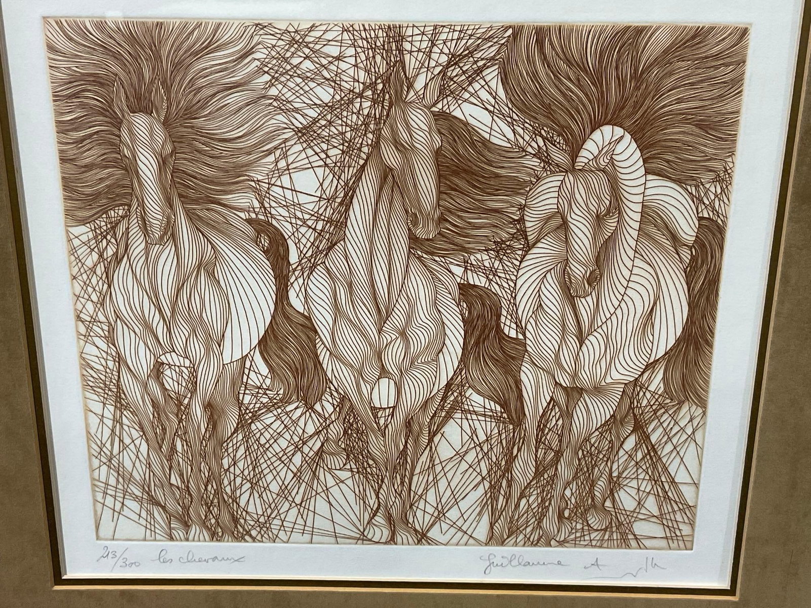 Framed Signed & #d 213/300 , 31x33 inches Lithograph titled Les Cheraux by Guillaume Azoulay - 2