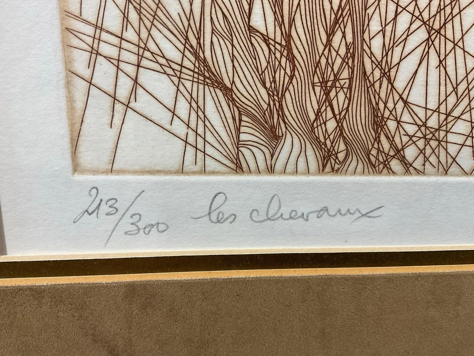 Framed Signed & #d 213/300 , 31x33 inches Lithograph titled Les Cheraux by Guillaume Azoulay - 3
