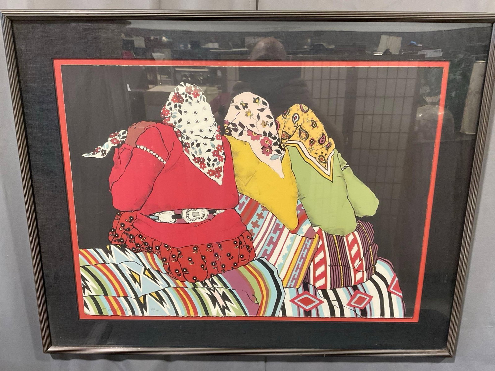 Framed Signed & #d 71/100 Lithograph titled Best Friends, by Katalin Ehling, 31h x 39w x 3d inches: Appears to be in good shape. The piece measures approx 31h x 39w x 3d inches. See pics. E-6380 *Oversized shipping may apply* The estimated market value for the Best