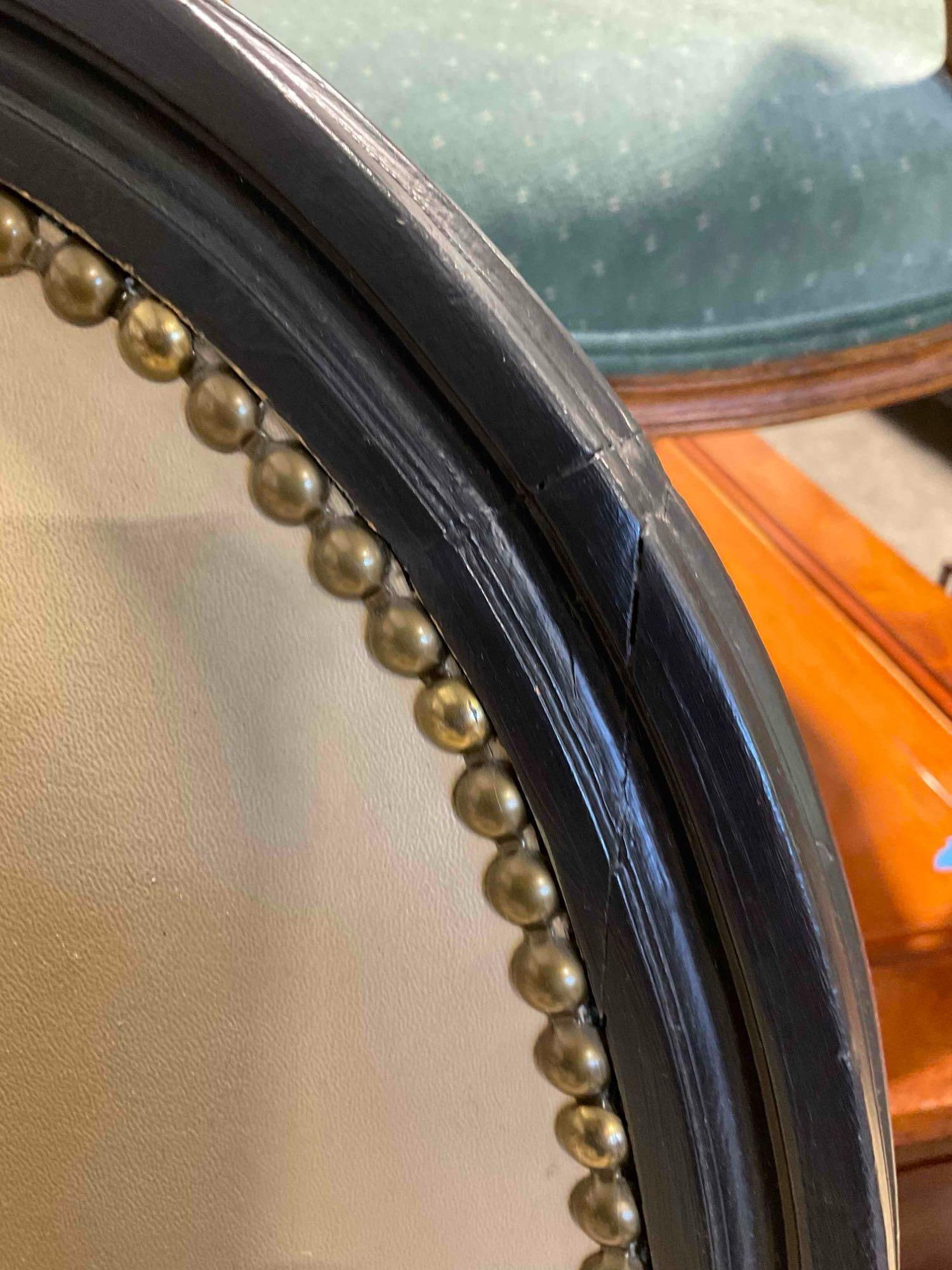 Pair of Antique Style Black Painted Wood Accent Chairs w/ Beige Vinyl Upholstery. See pics. - 6
