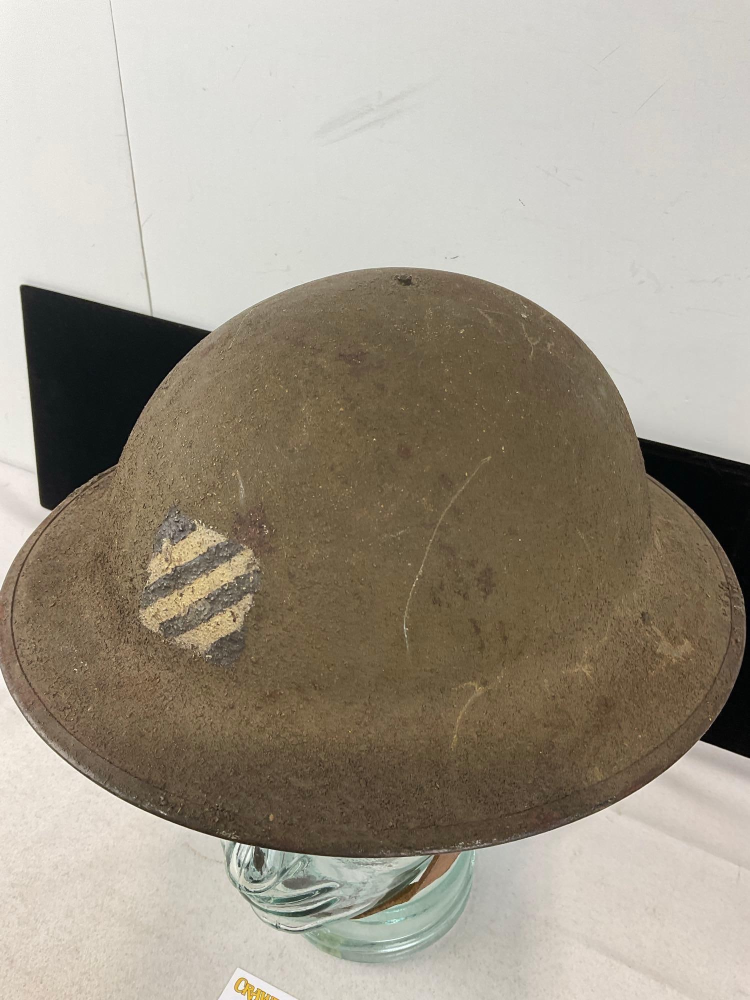 US WWI era M1917 Doughboy Steel Helmet, Insignia of 3rd Infantry Division, Rock of the Marne - 2