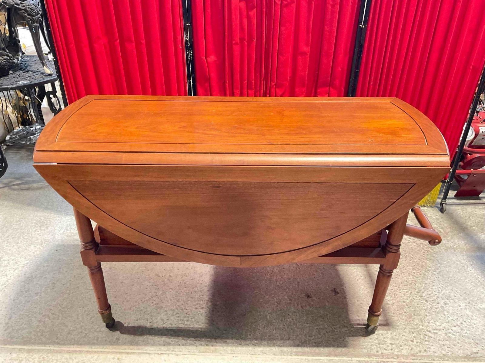 Vintage George Zee & Co. Rosewood? Wood Drop Leaf Table Tea Cart w/ Removable Serving Tray. (1 of 9)