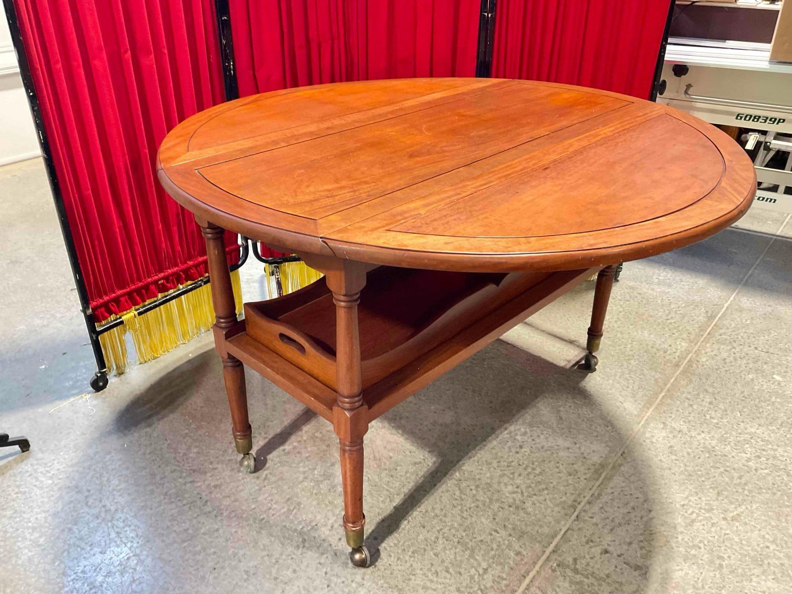 Vintage George Zee & Co. Rosewood? Wood Drop Leaf Table Tea Cart w/ Removable Serving Tray. - 6
