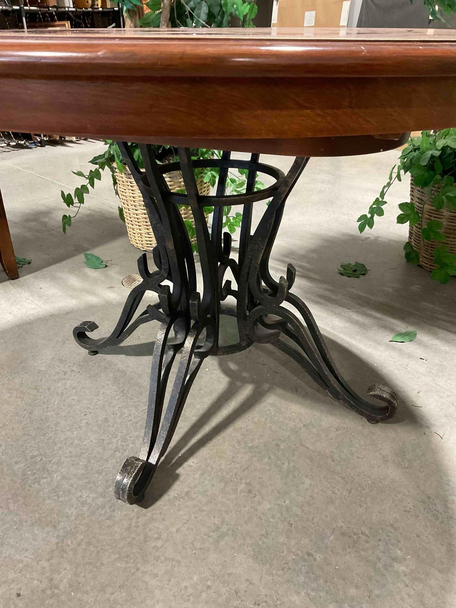 Modern Cherry Wood Top Expanding Dining Room Table (No Leaves) & Black Metal Base. See pics. - 5
