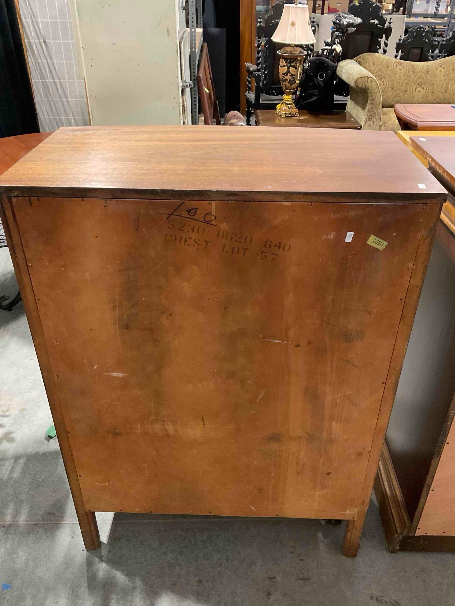 Vintage Mahogany Wood Bow Front Highboy 4-Drawer Dresser. Good Condition. See pics. - 4