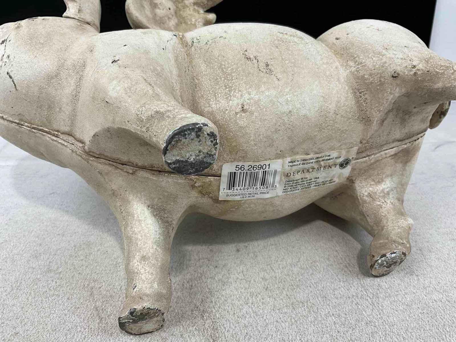 Cast Iron Department 56 Flying Pig, Painted White, 9x14x8 inches - 4
