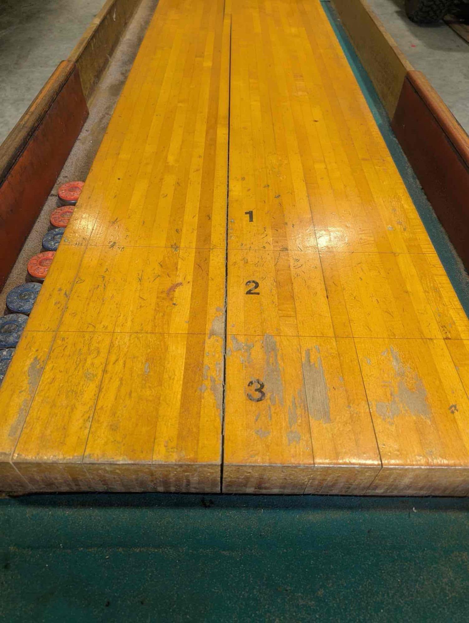 Vintage Mid century professional Tornamnet American C0. 22' Shuffle board table w/ score board - 11