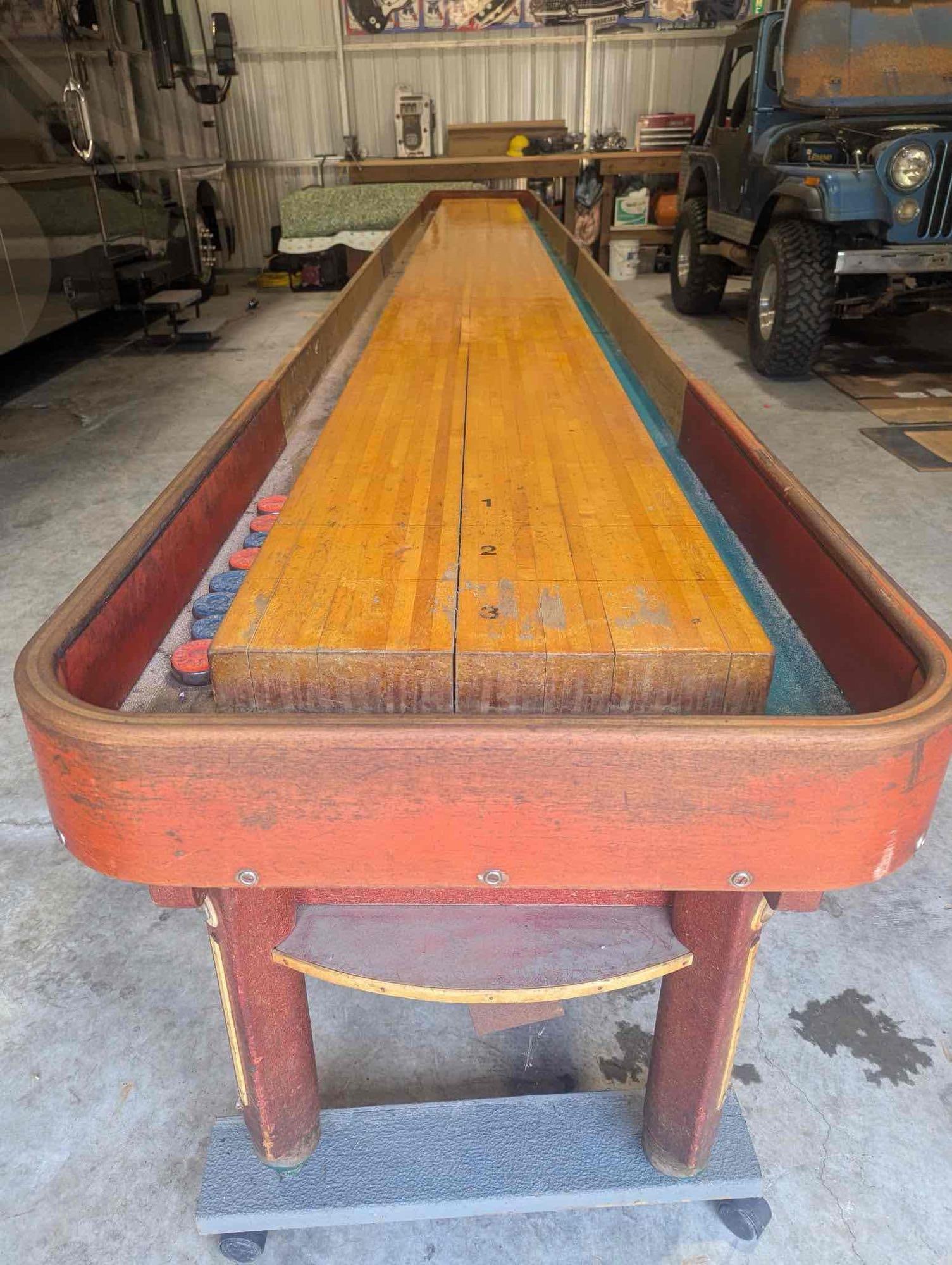 Vintage Mid century professional Tornamnet American C0. 22' Shuffle board table w/ score board - 5