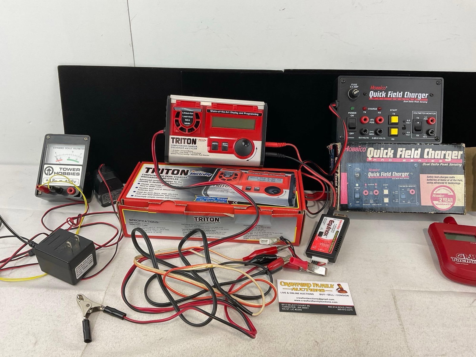Hobbico Quick Field Charger & Triton Computerized Peak Charger & more RC pieces: Appears to be in good shape. The piece measures approx 7h x 11w x 6d inches. See pics. E-6260