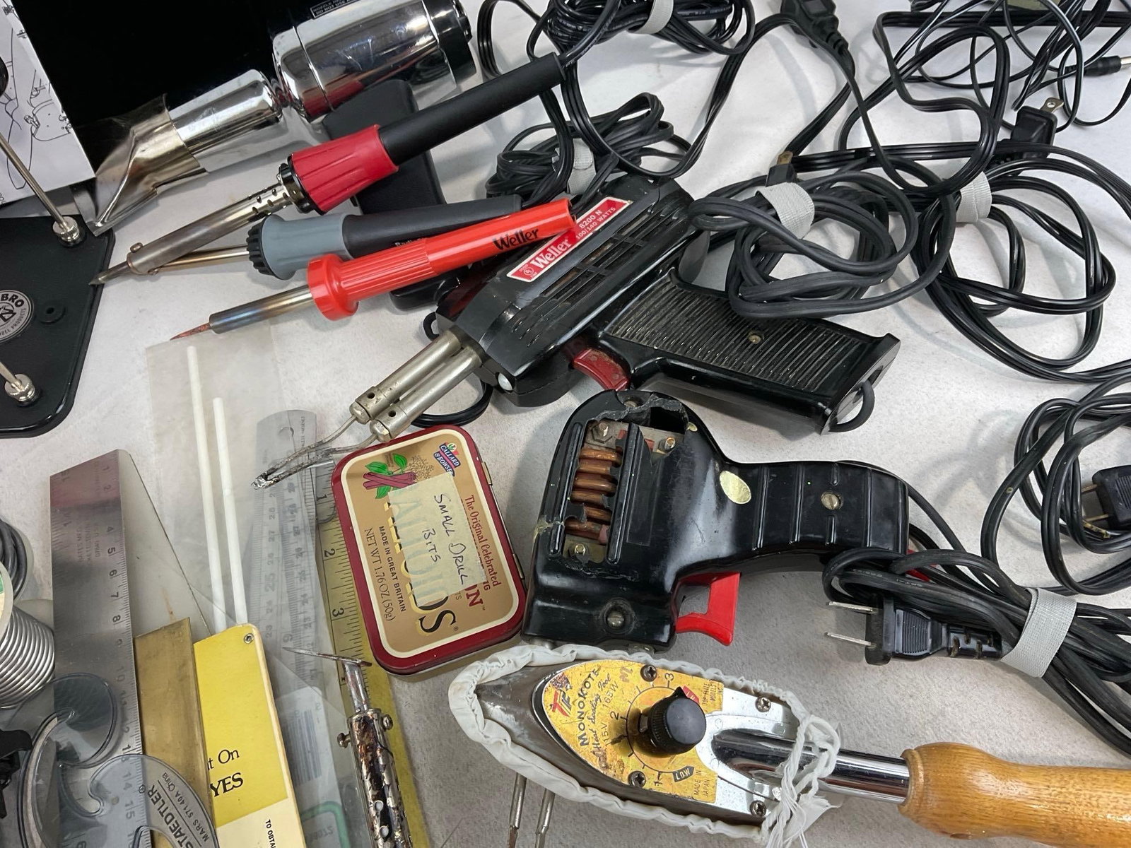 Assorted Hobby Supplies, Paasche Airbrush set w/box, Soldering Irons, Hand Drills, Stencils & more - 2