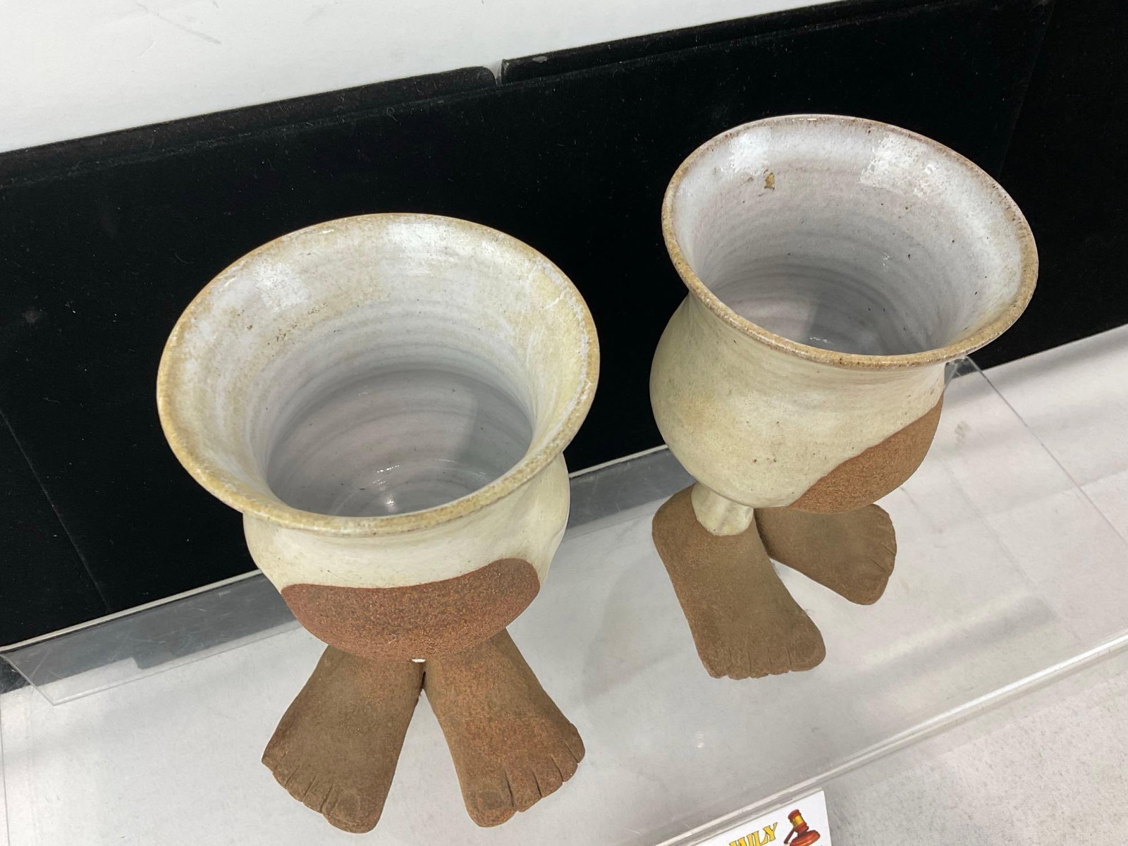 Pair of Handcrafted Pottery Cups by Hiroshi Ogawa, Figural people torsos w/feet - 2