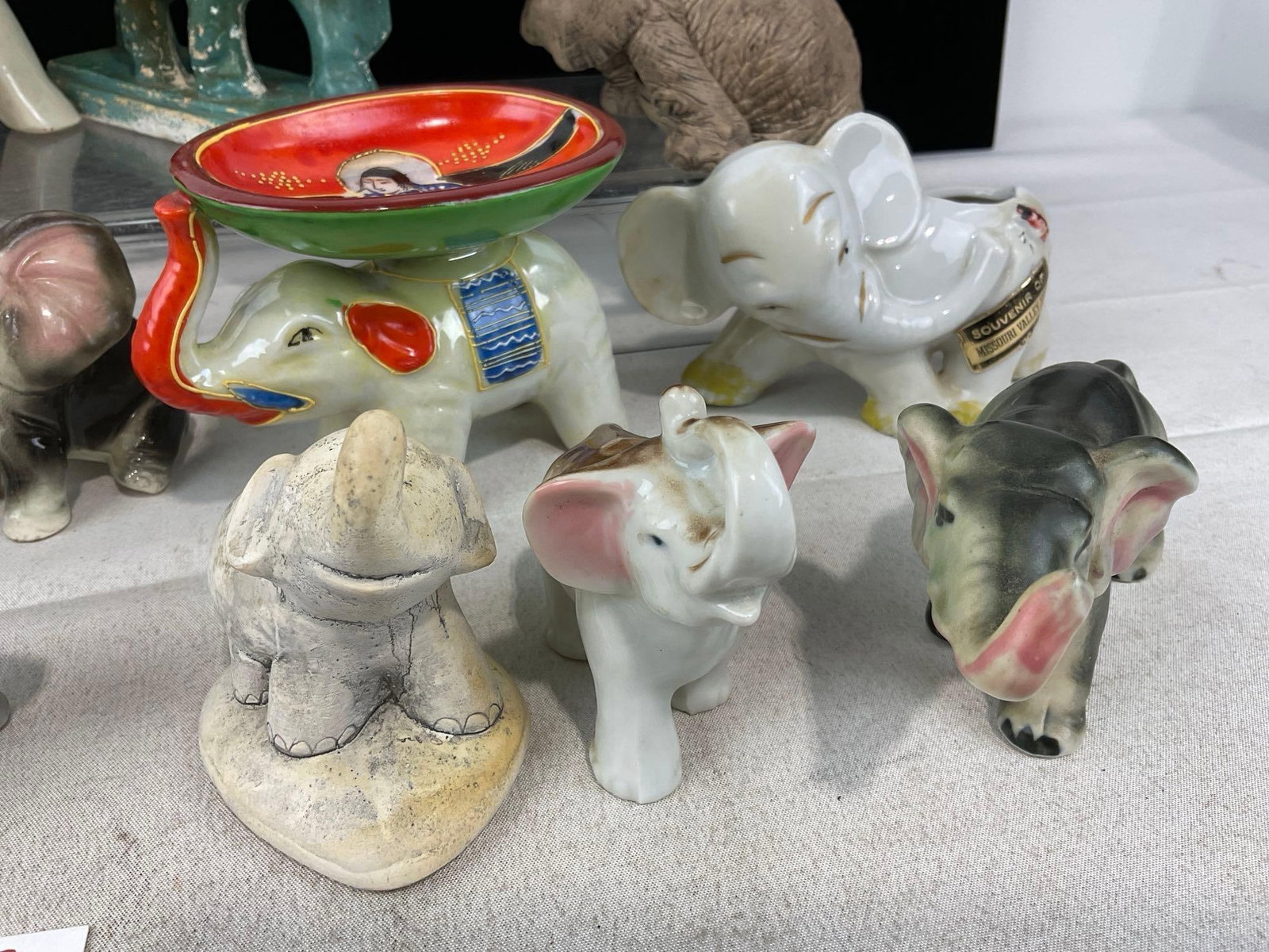 15 Elephant Shaped Figures, Glazed Ceramic, GOP, Pink Elephants, Composite, & more - 3