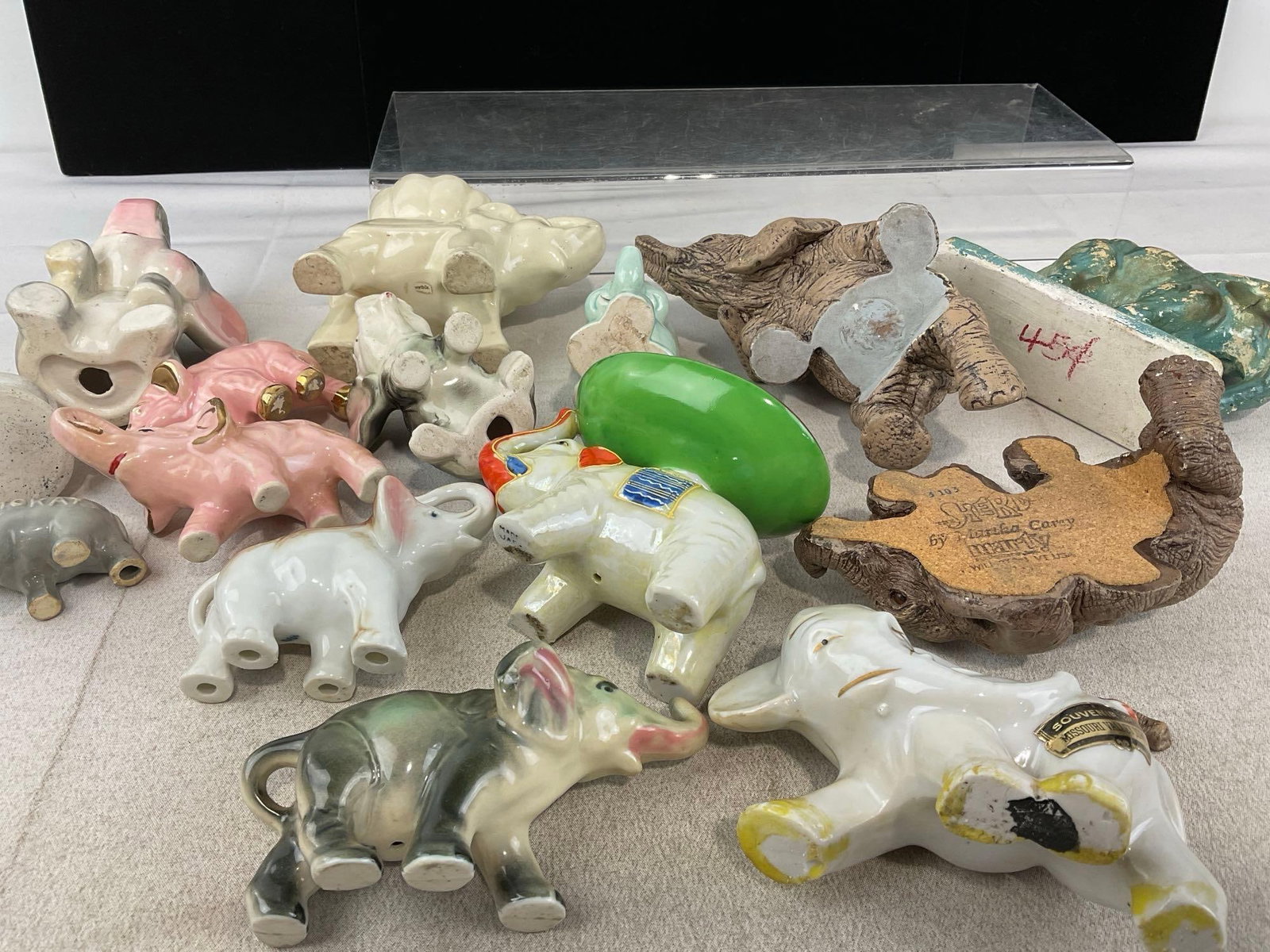 15 Elephant Shaped Figures, Glazed Ceramic, GOP, Pink Elephants, Composite, & more - 5