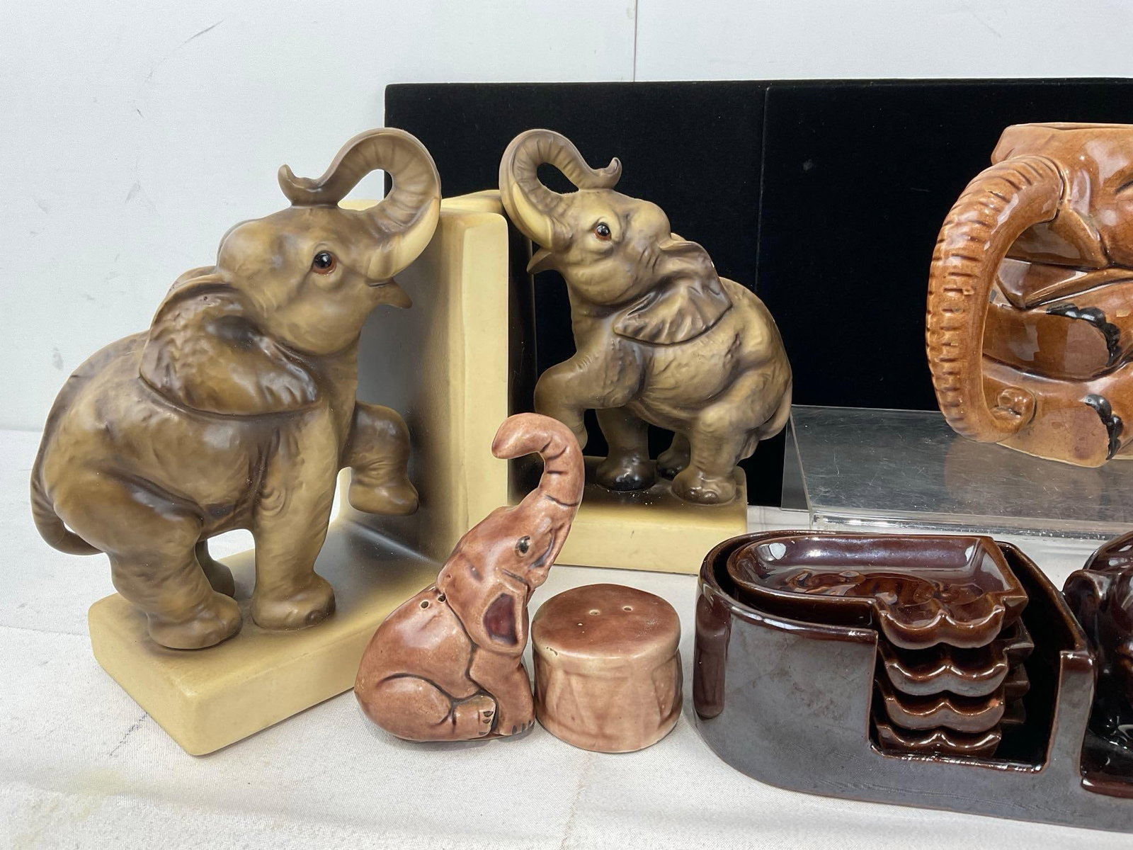 Elephant Shaped Glazed Ceramic Book Ends, Mugs, Salt & Pepper Shakers, Ashtrays, & more - 2