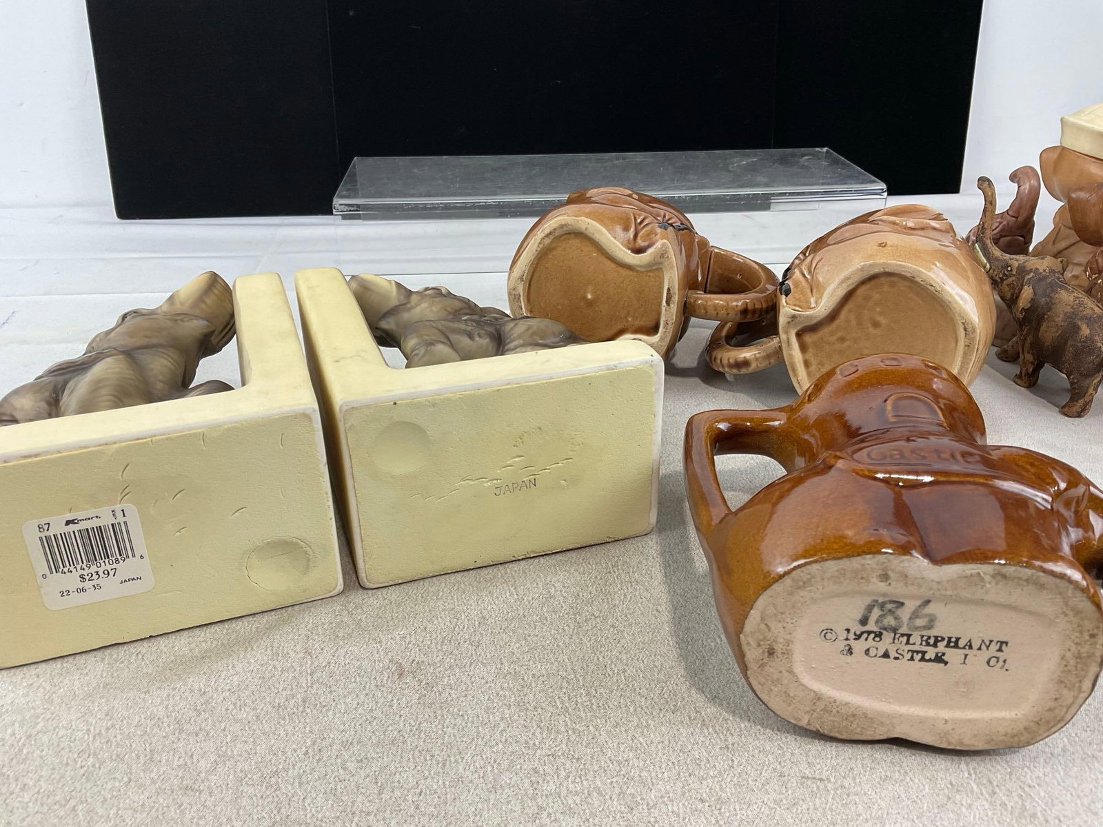 Elephant Shaped Glazed Ceramic Book Ends, Mugs, Salt & Pepper Shakers, Ashtrays, & more - 7
